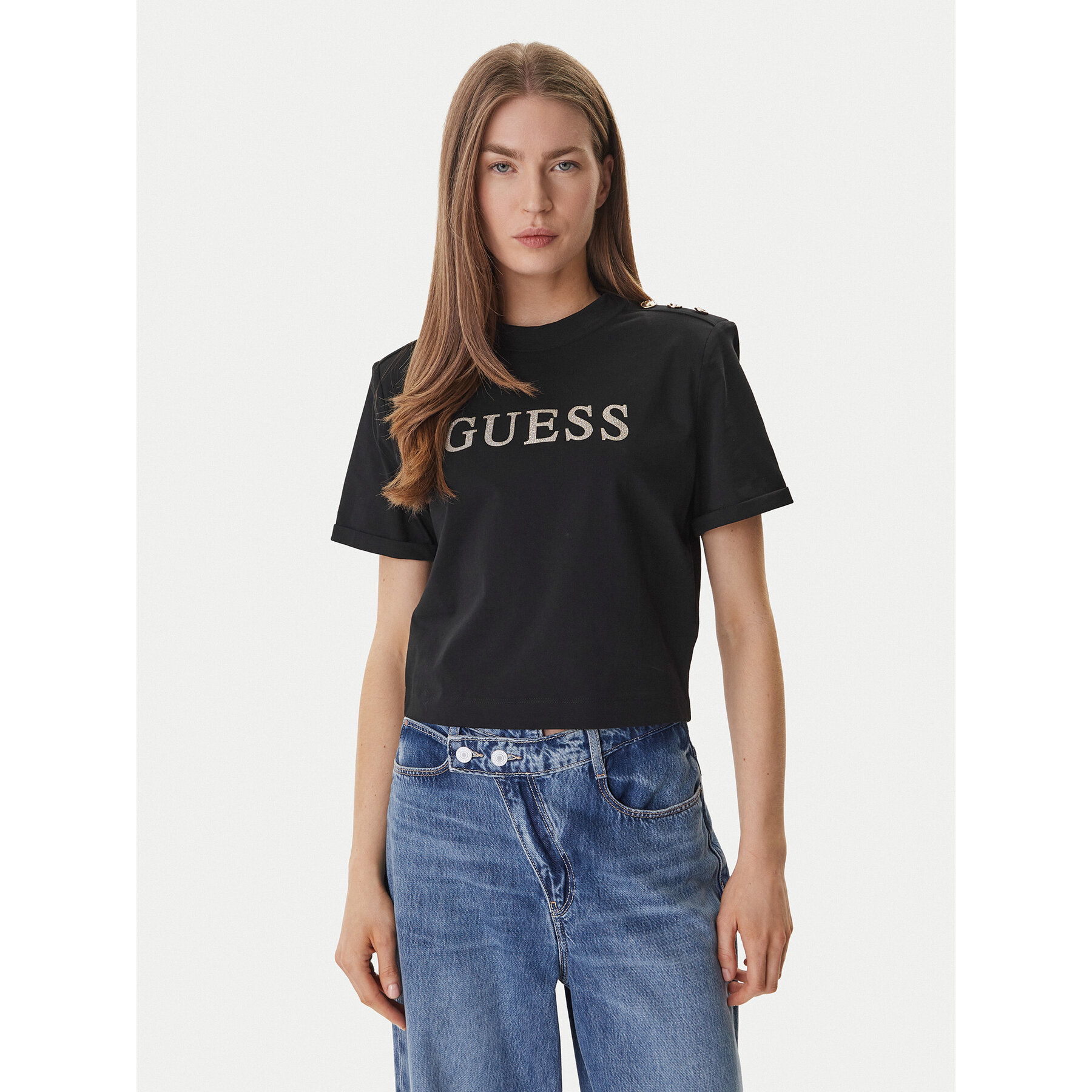 Guess T-Shirt W6GI06 K3018 Schwarz Relaxed Fit