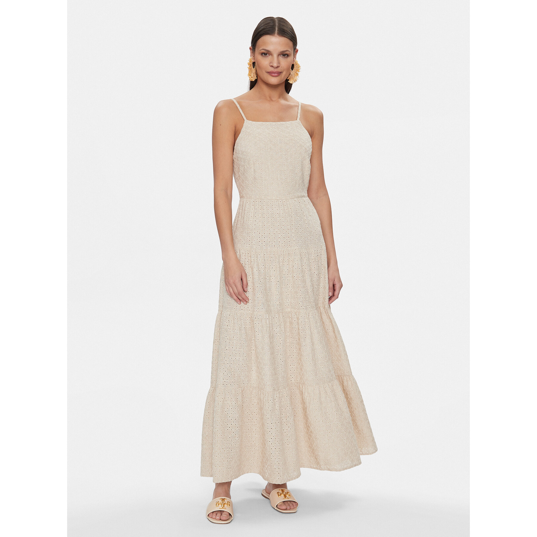 Fracomina Sommerkleid FJ24SD2004W686E5 Beige Regular Fit