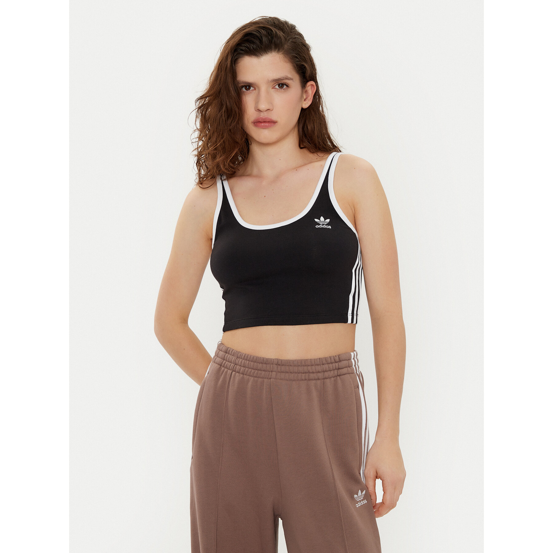 adidas Τοπ adicolor 3-Stripes JD4612 Μαύρο Slim Fit