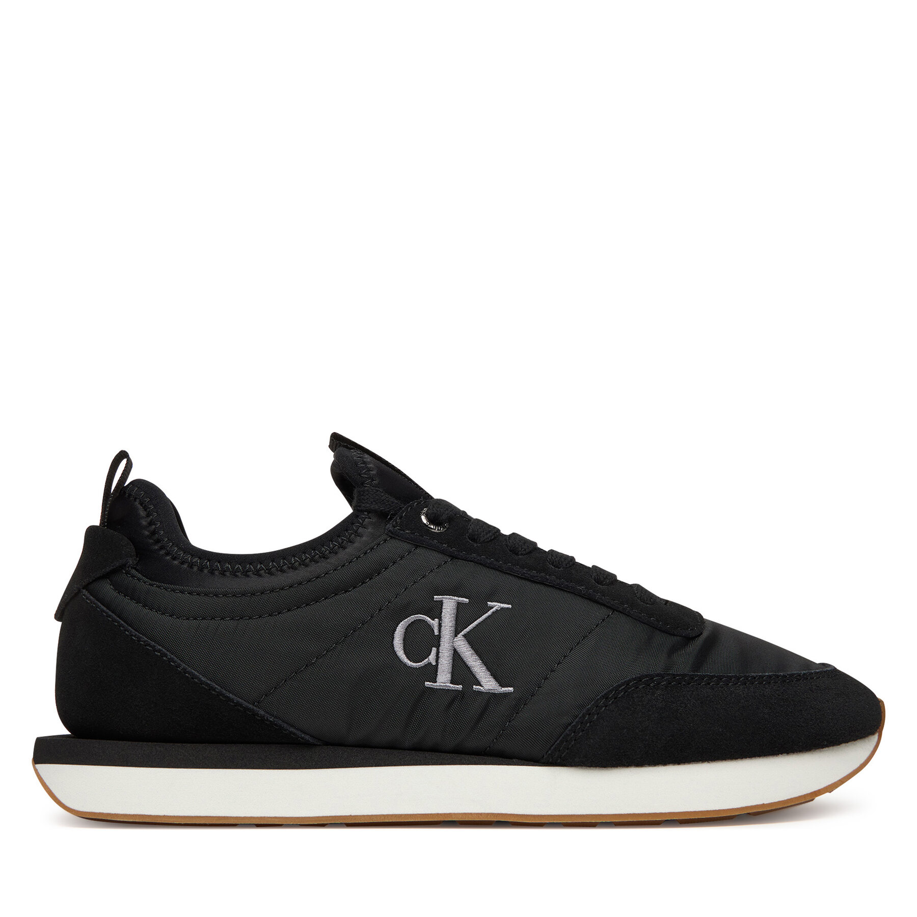 Sneakers Calvin Klein Retro Runner Sock Laceup Mix Mat YW0YW02060 Negru