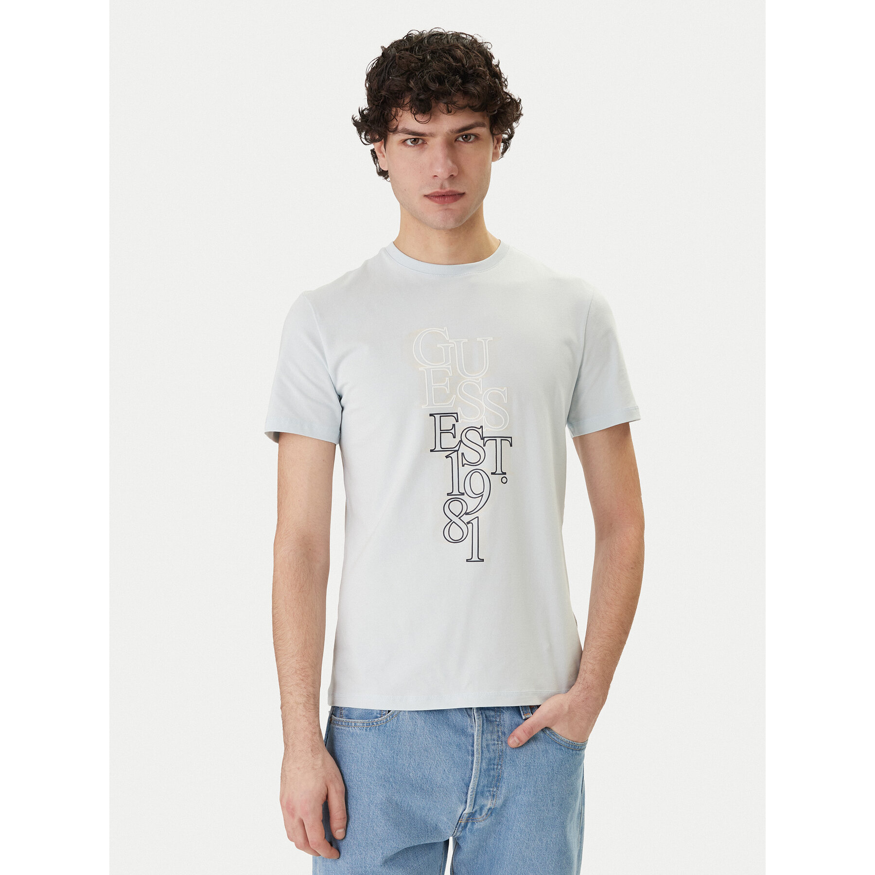 Guess T-Shirt M6GI10 K2991 Γαλάζιο Slim Fit