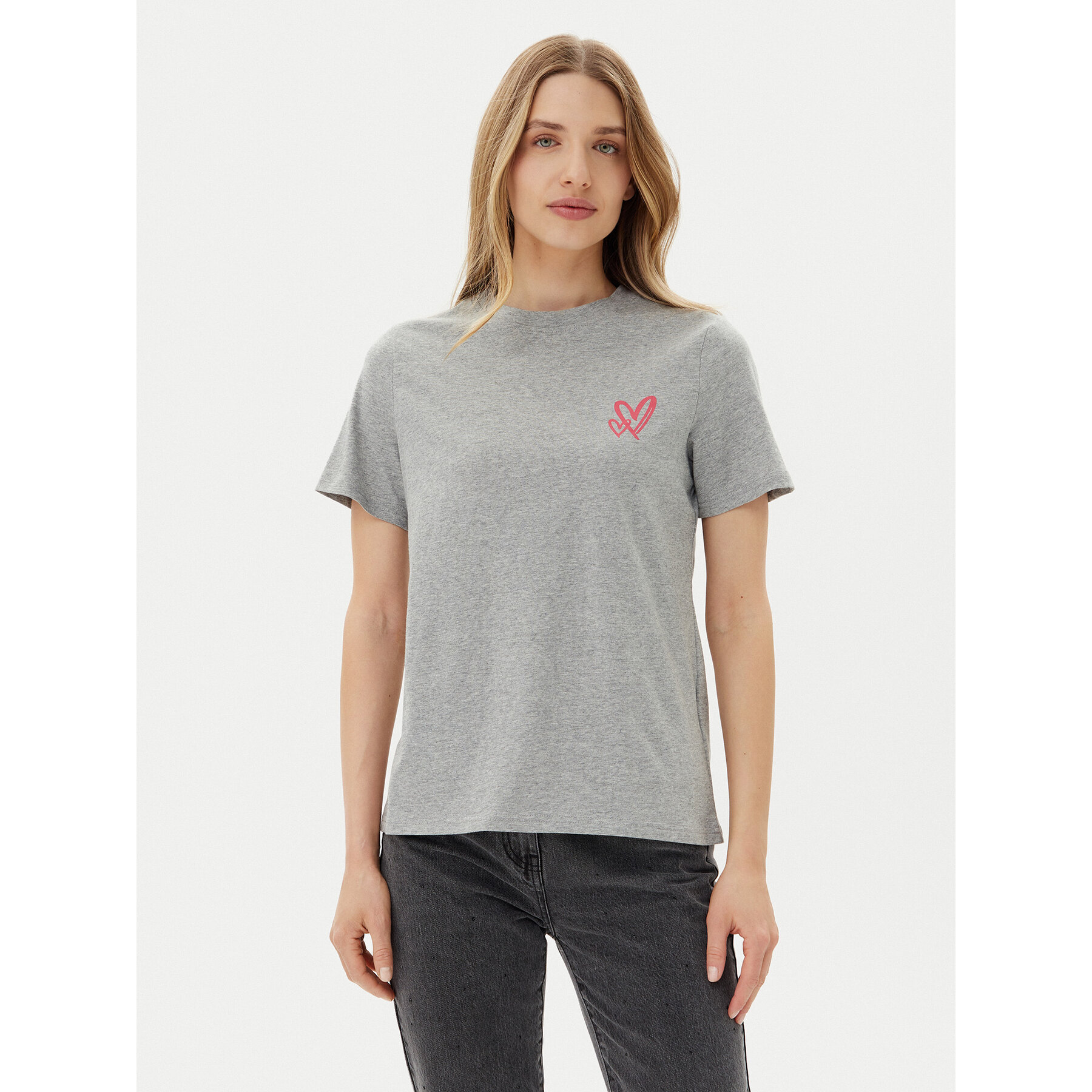 Pieces Póló Maria 17155082 Szürke Relaxed Fit