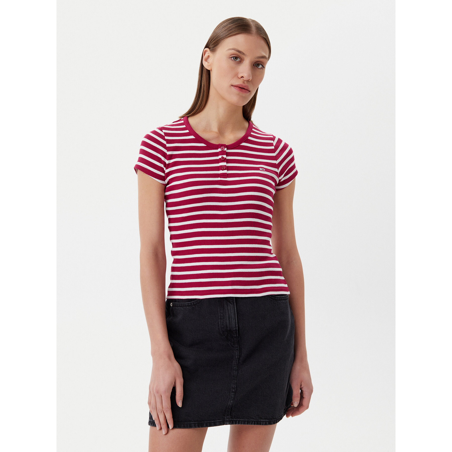 Tommy Jeans T-Shirt DW0DW19502 Ροζ Slim Fit