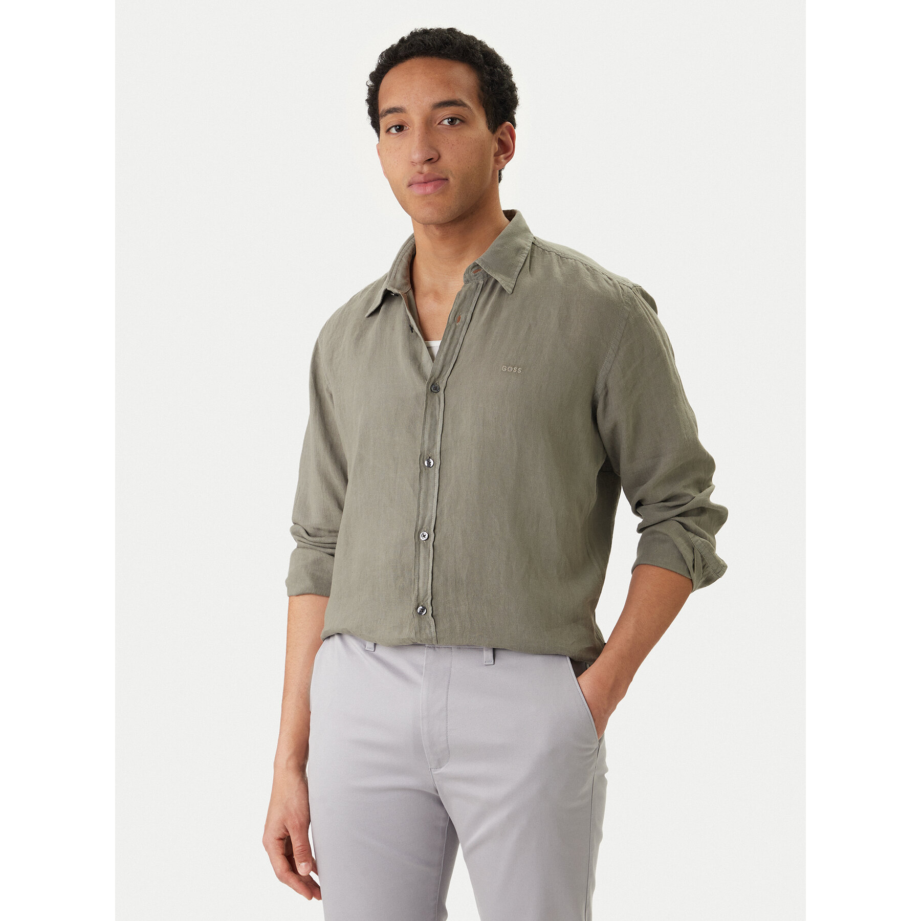BOSS Hemd Relegant 50567579 Grau Regular Fit