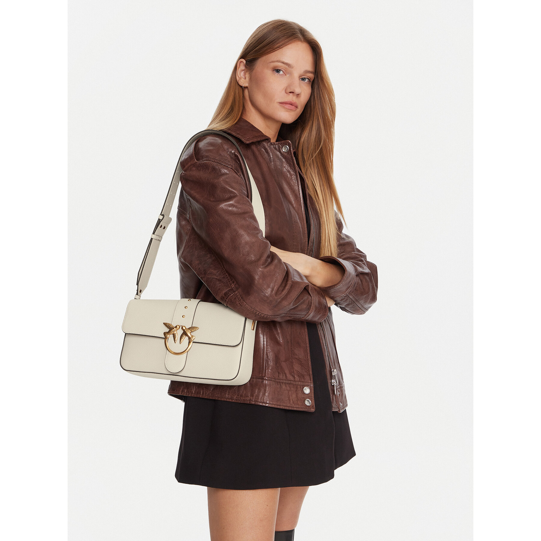 Táska PINKO Love One Classic Slouchy Fl PLTT 104524 A2OX Fehér