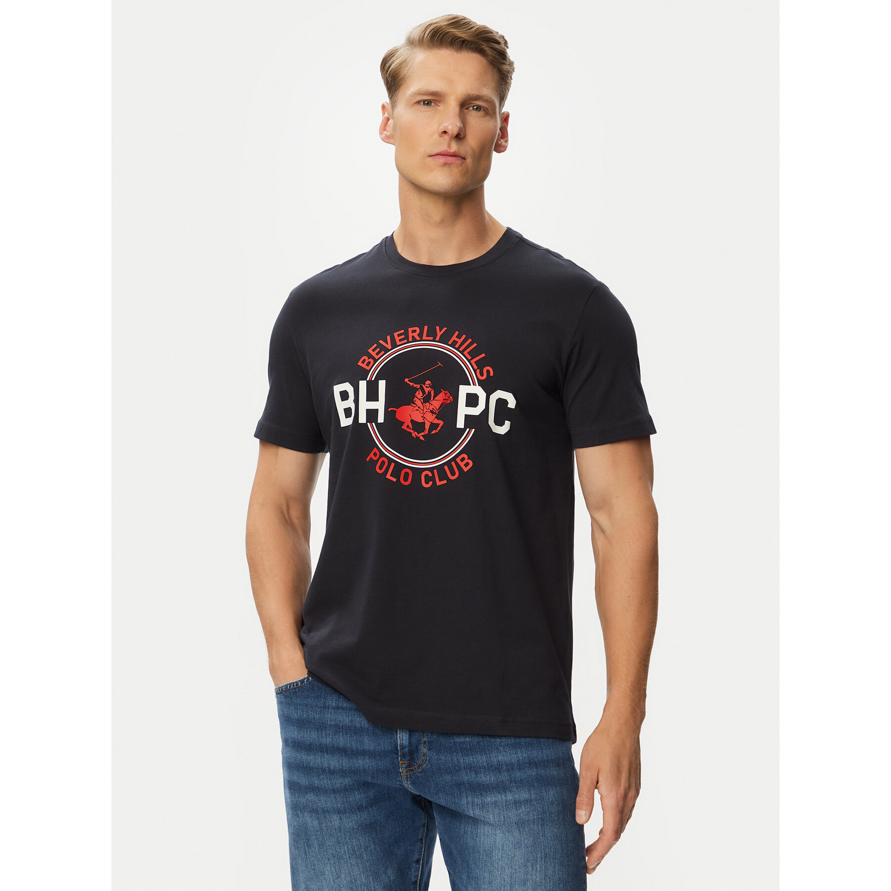 Beverly Hills Polo Club Majica P-SS26M-TS1258 Mornarsko modra Regular Fit