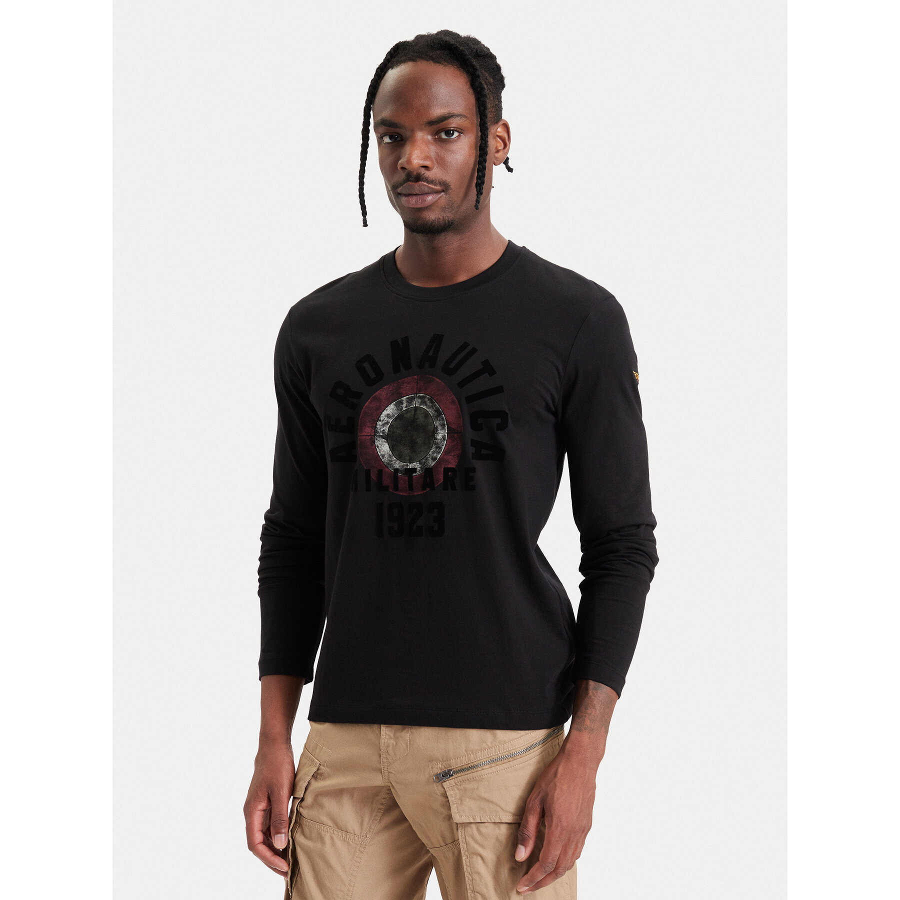 Aeronautica Militare Longsleeve 262TS2570UJ00641 Schwarz Regular Fit