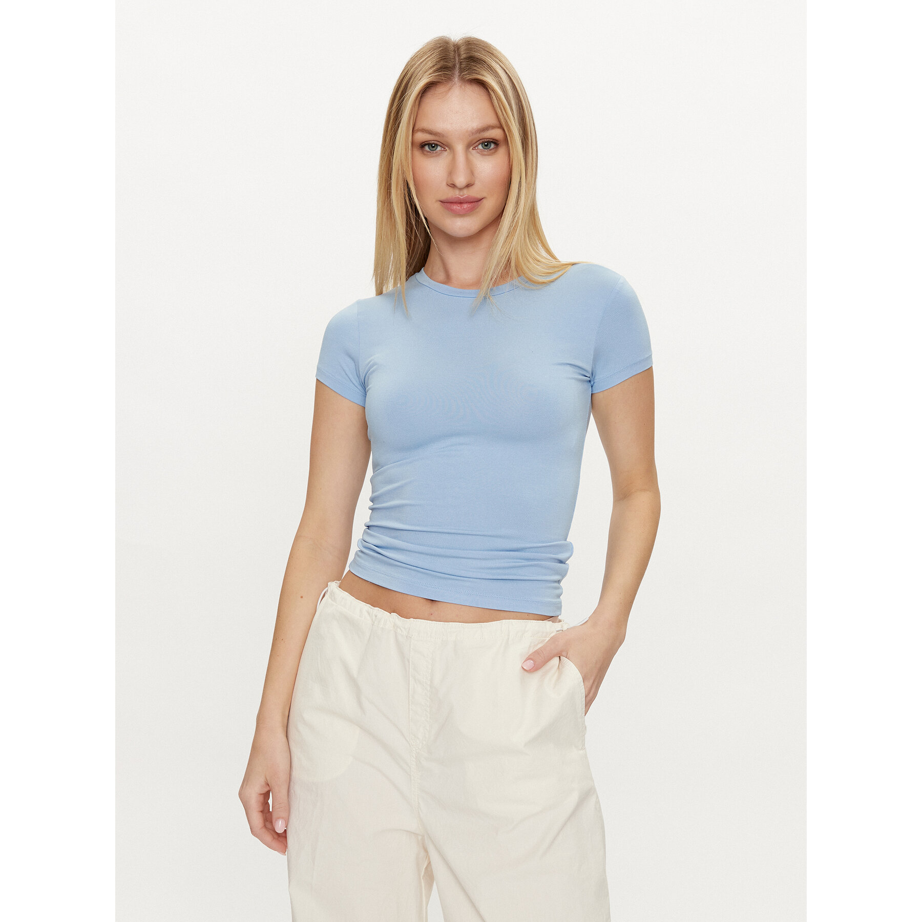 Gina Tricot Gina Tricot T-Shirt 21287 Γαλάζιο Slim Fit