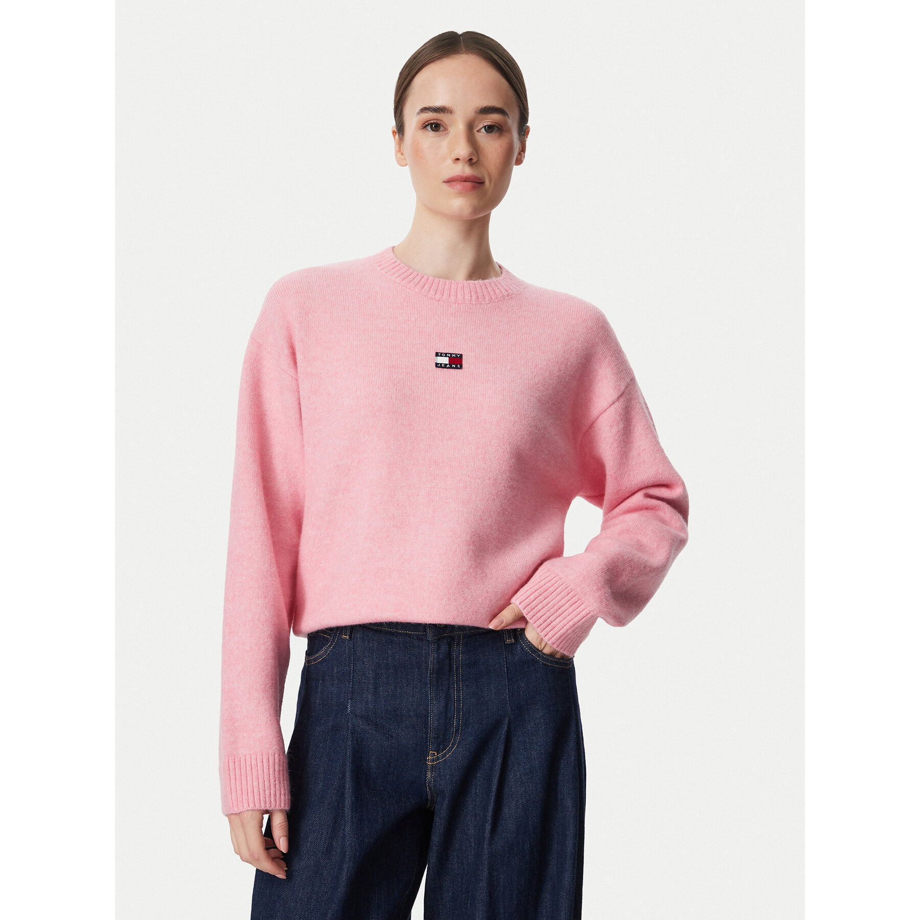 Tommy Jeans Pullover Fluffy Badge DW0DW23831 Hellrosa Regular Fit