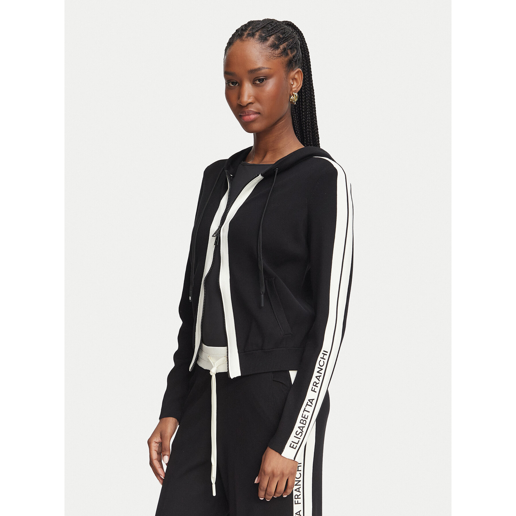 Elisabetta Franchi Sweatshirt MK-15S-66E2-V440 Schwarz Regular Fit