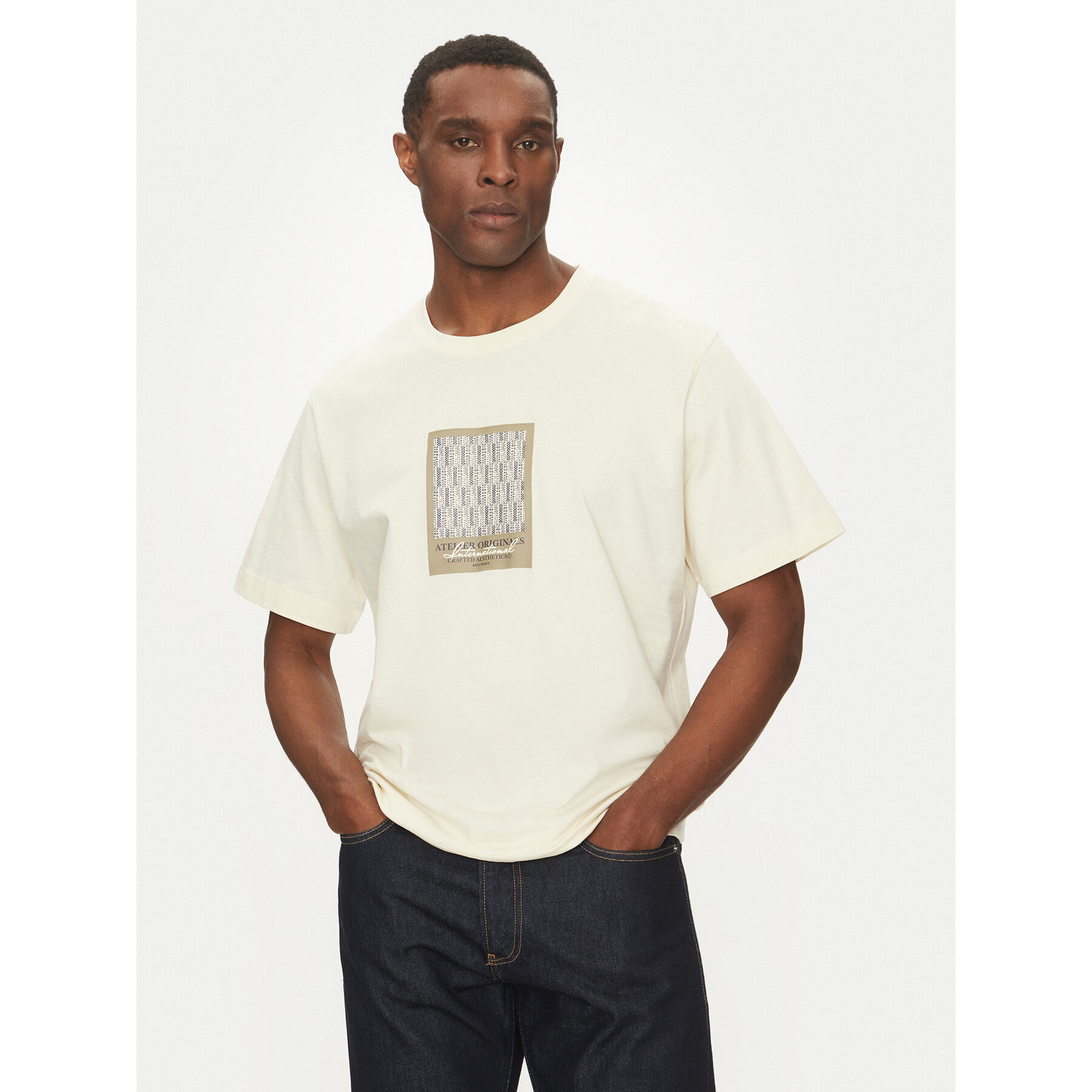 Jack & Jones Póló Islington 12273019 Ekru Loose Fit