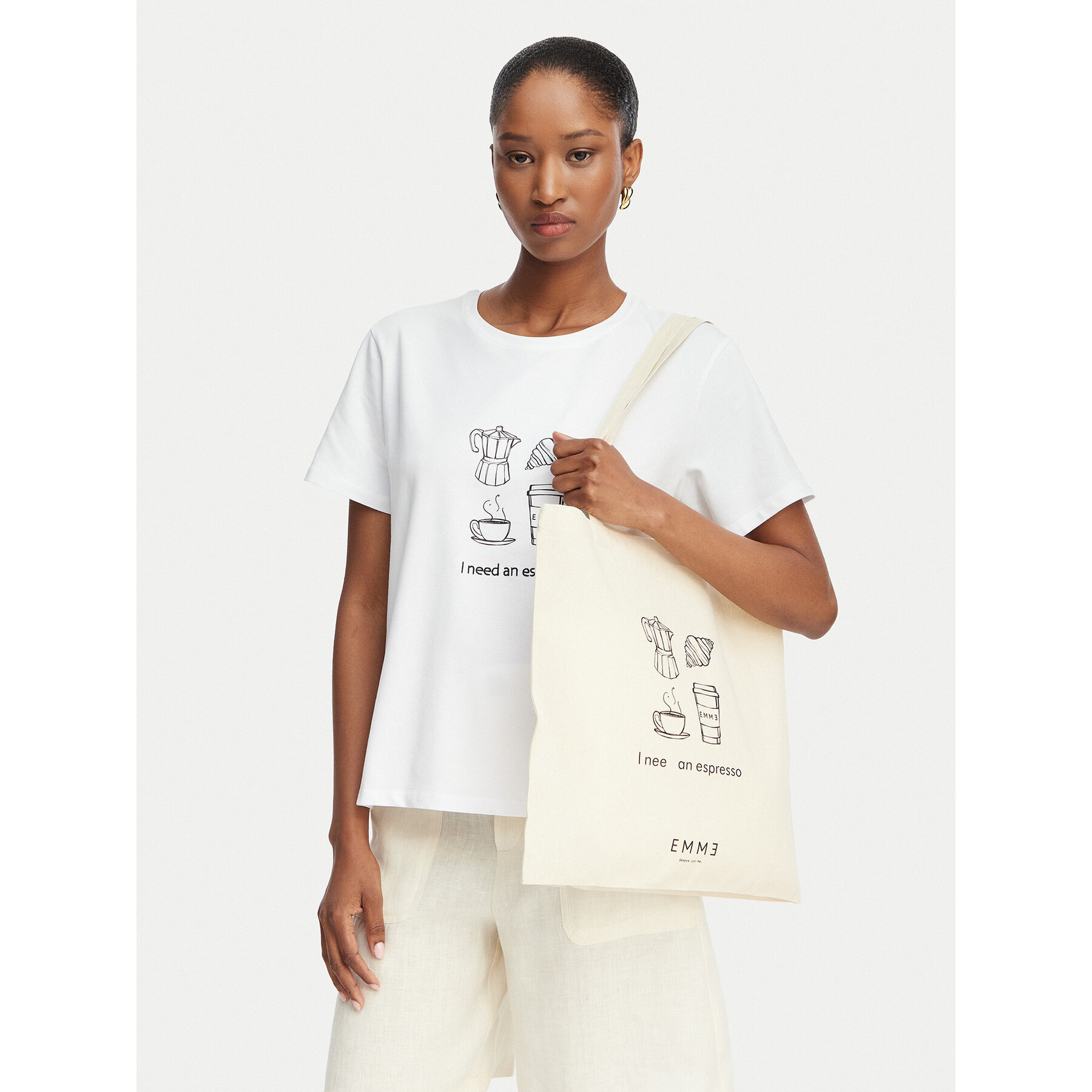 Marella T-shirt Emme by Marella Gola 2615971072 Krem Regular Fit