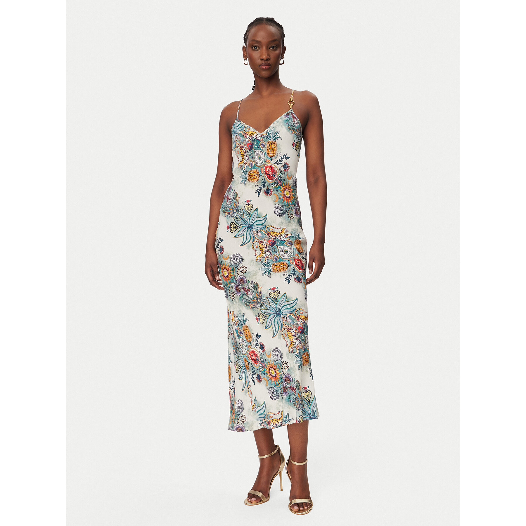 Just Cavalli Sommerkleid 80PAO925 NS837 Himmelblau Slim Fit