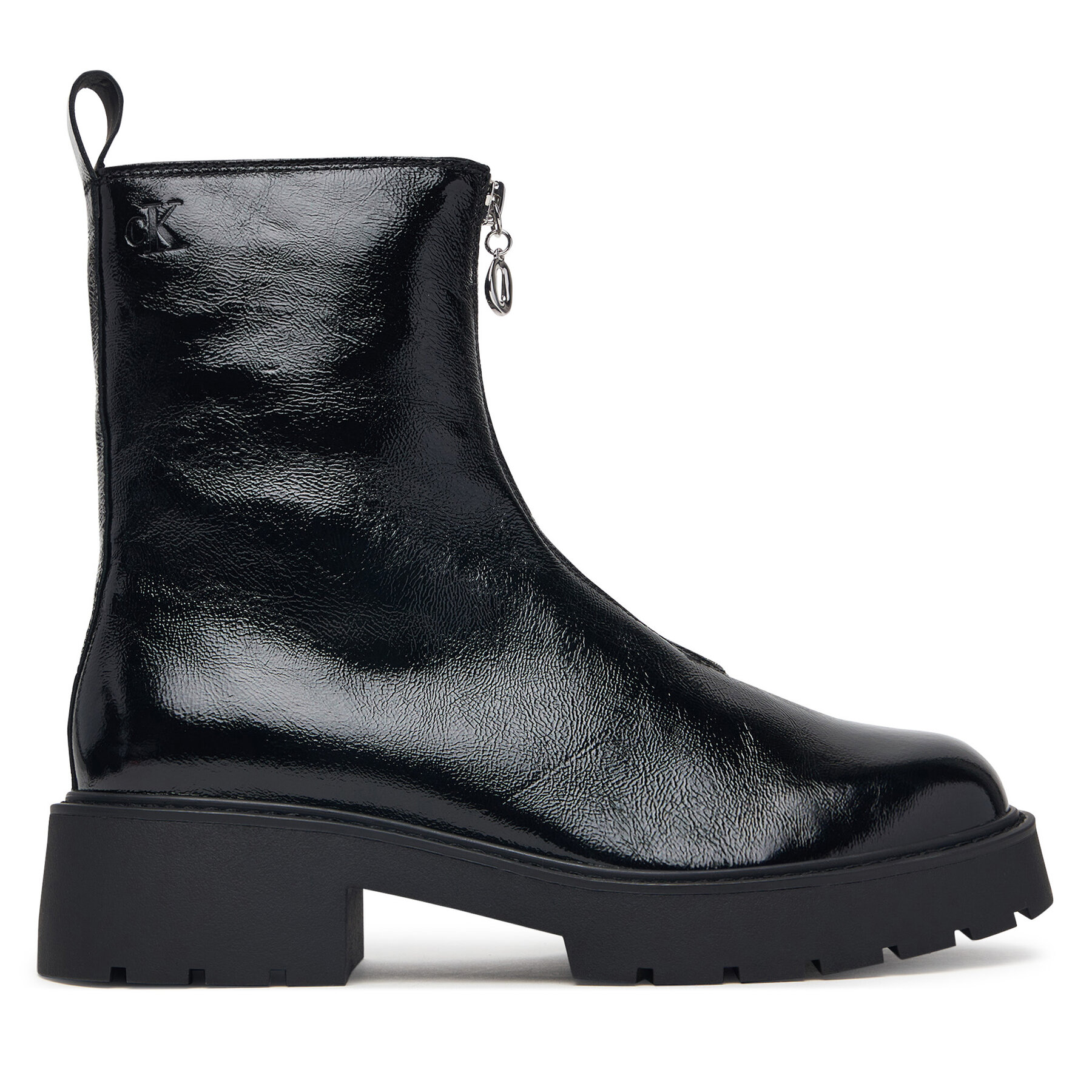 Čizme Calvin Klein Chunky Zip Boot Shiny Lth HW0HW03200 Crna