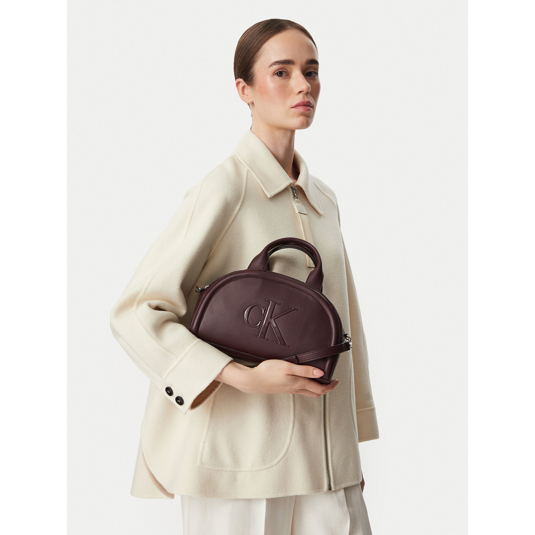 Ročna torba Calvin Klein Bold Ck Dome Crossbody LV04F3895G Bordo rdeča