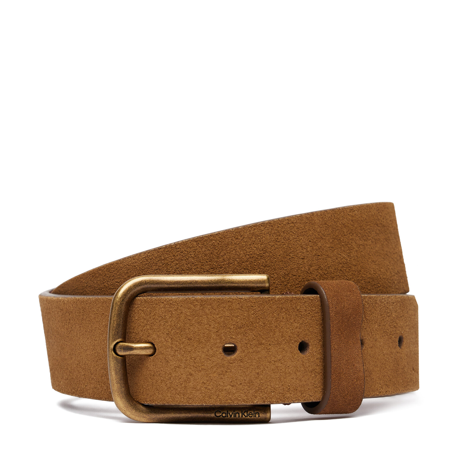Opasok Calvin Klein Round Buckle Suede 35Mm Fixed LV04D7070G Hnedá