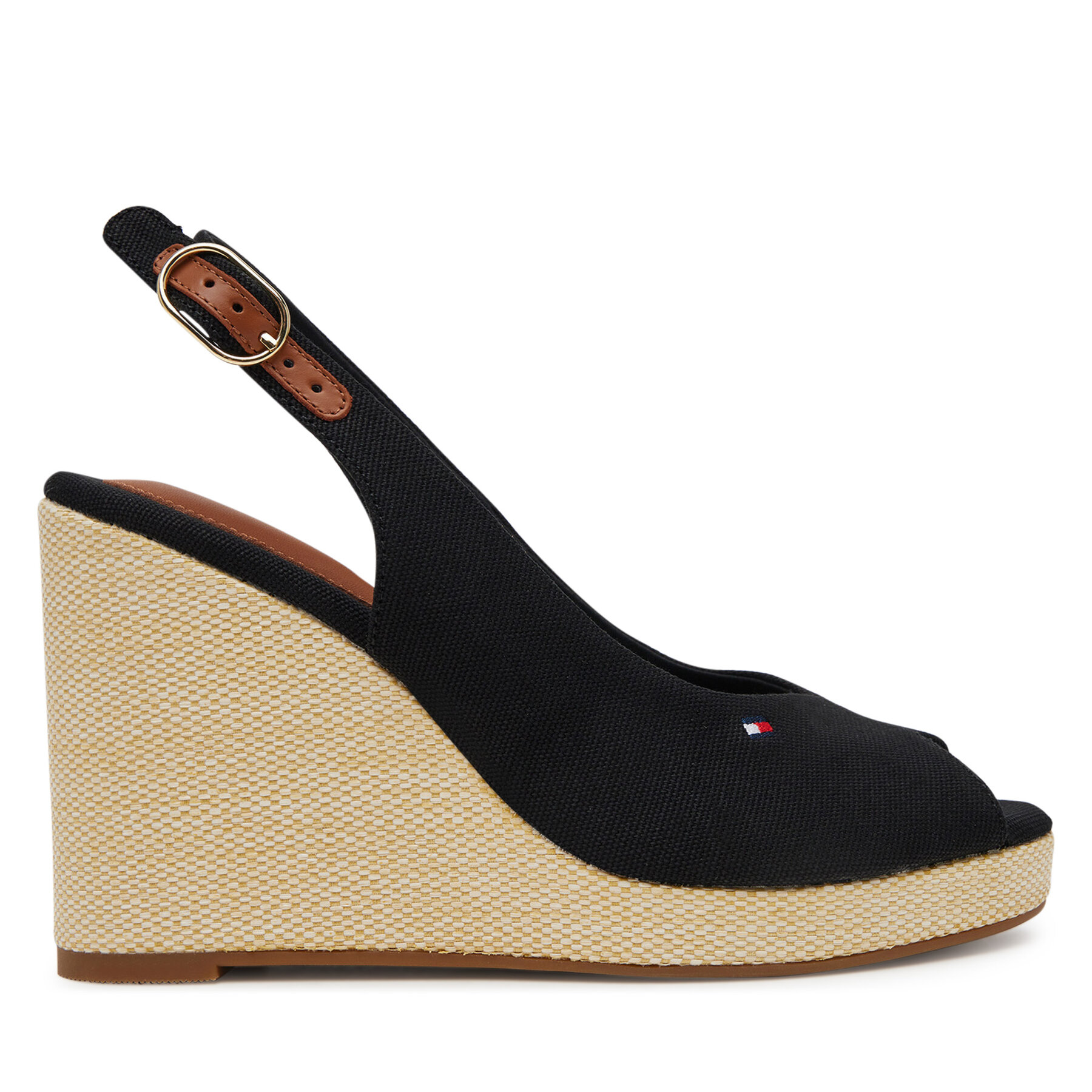 Espadrilky Tommy Hilfiger Flag High Wedge Espad Slingback FW0FW08597 Čierna