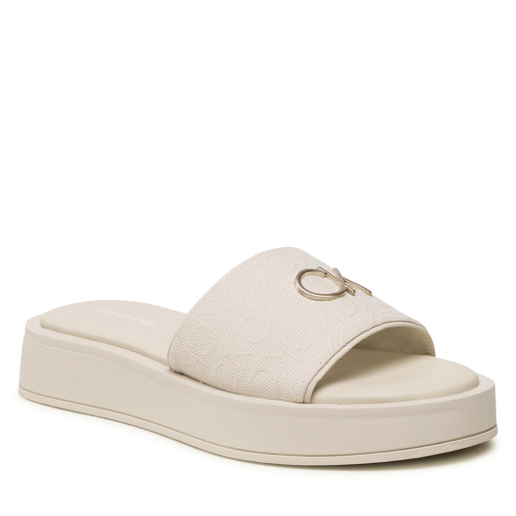 Șlapi Calvin Klein Dress Flatform W/Hw – Jq HW0HW01488 Neutral Mono 02R 02R imagine super redus 2022