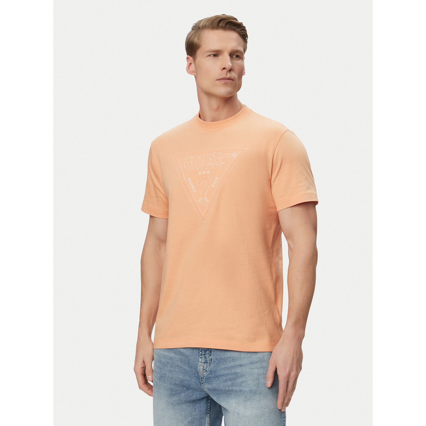 Guess Majica M6GI15 K3008 Oranžna Regular Fit