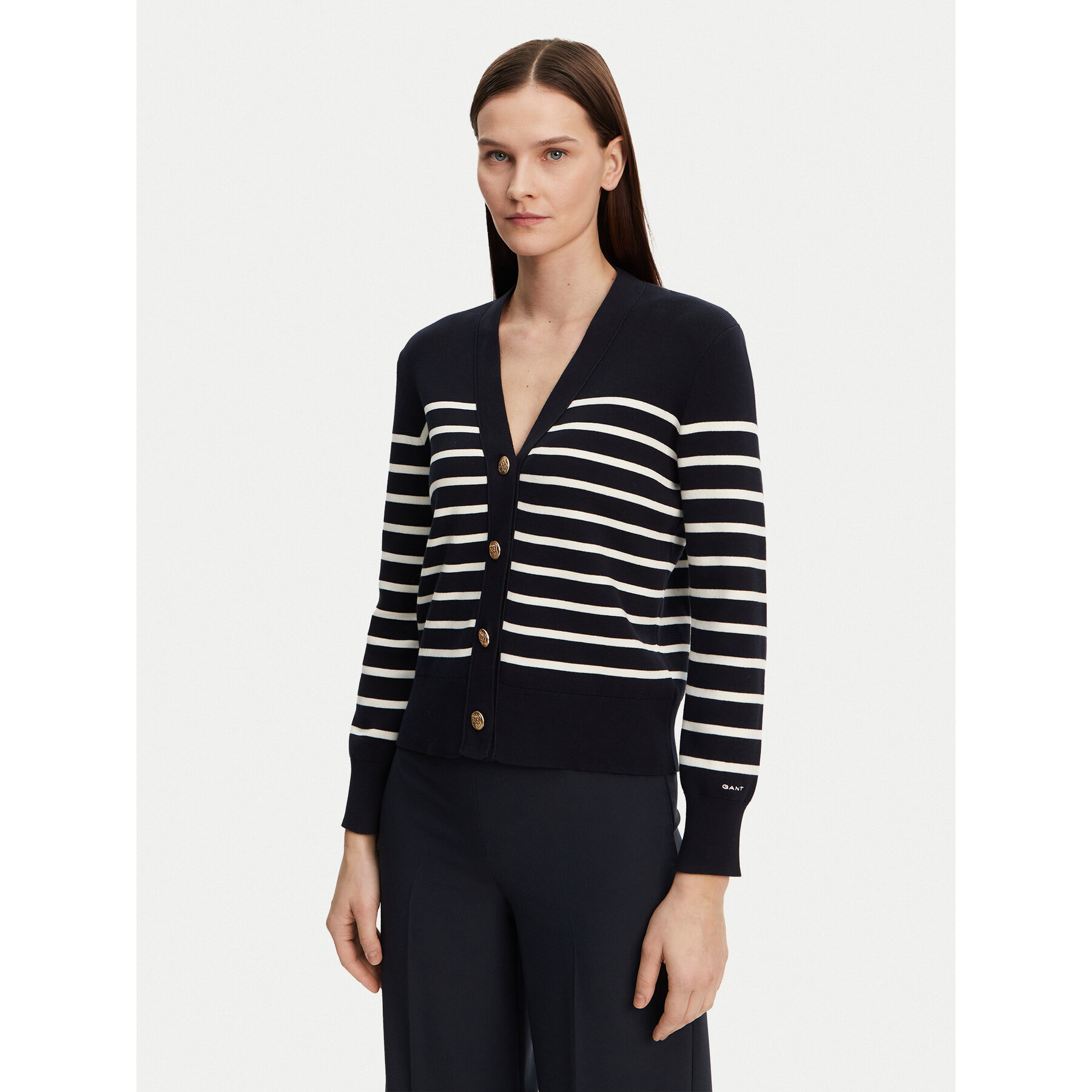 Gant Strickjacke 4805319 Dunkelblau Regular Fit