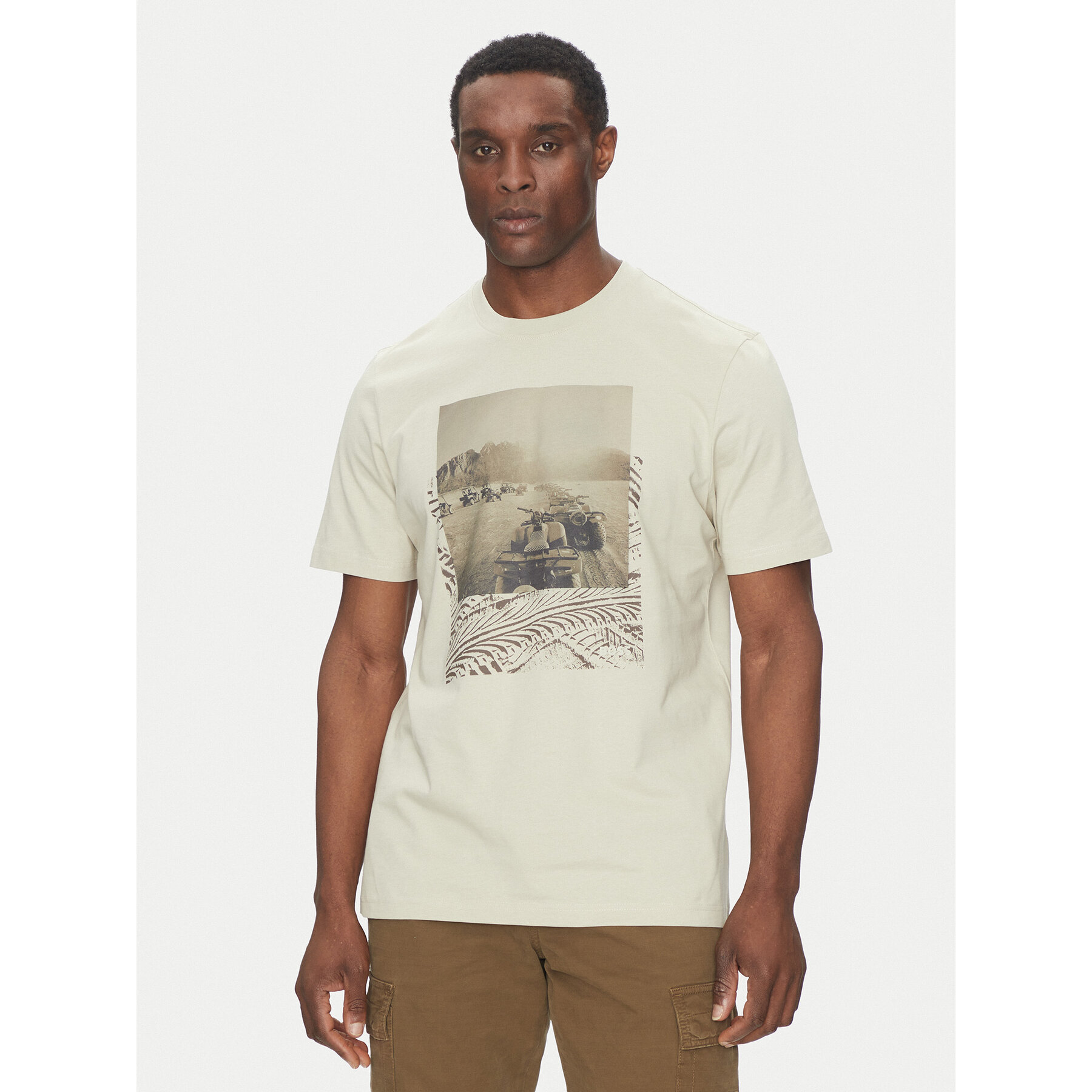 BOSS T-shirt Te_Dunetrace 50539187 Beige Regular Fit