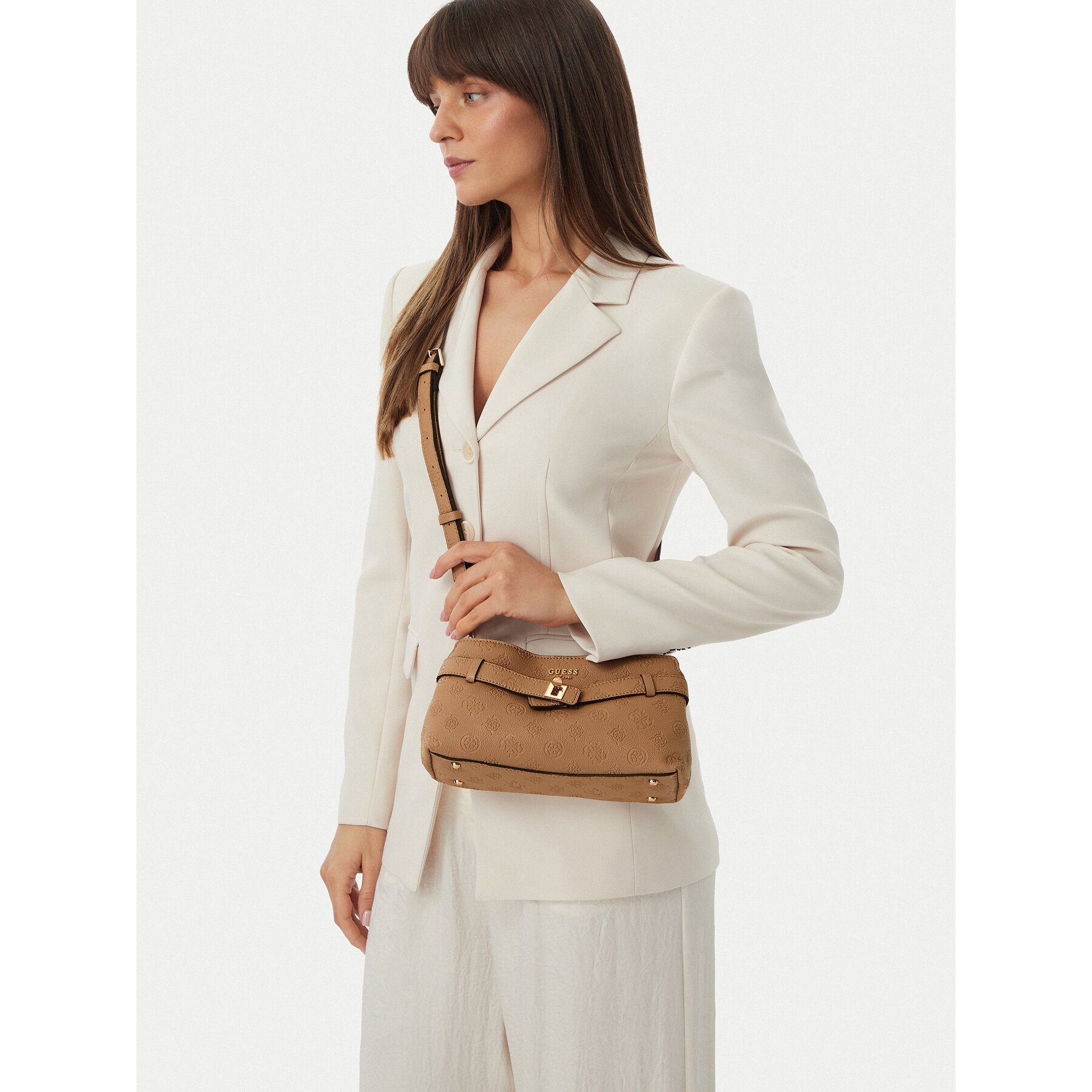 Ročna torba Guess Ella Logo Mini HWPD97 46730 Temno bež