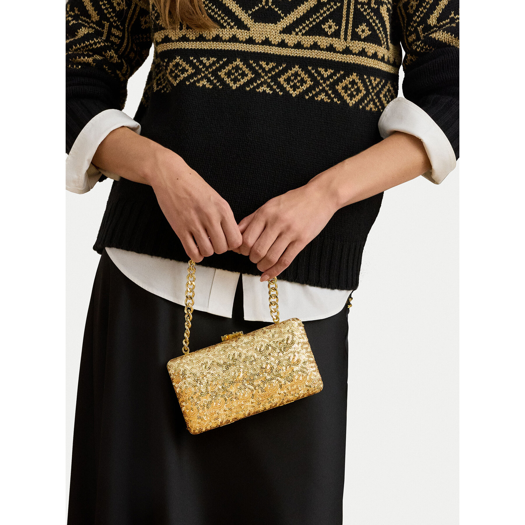 LAUREN RALPH LAUREN Τσάντα LAUREN RALPH LAUREN Sequined Small Franki 431980356002 Χρυσό