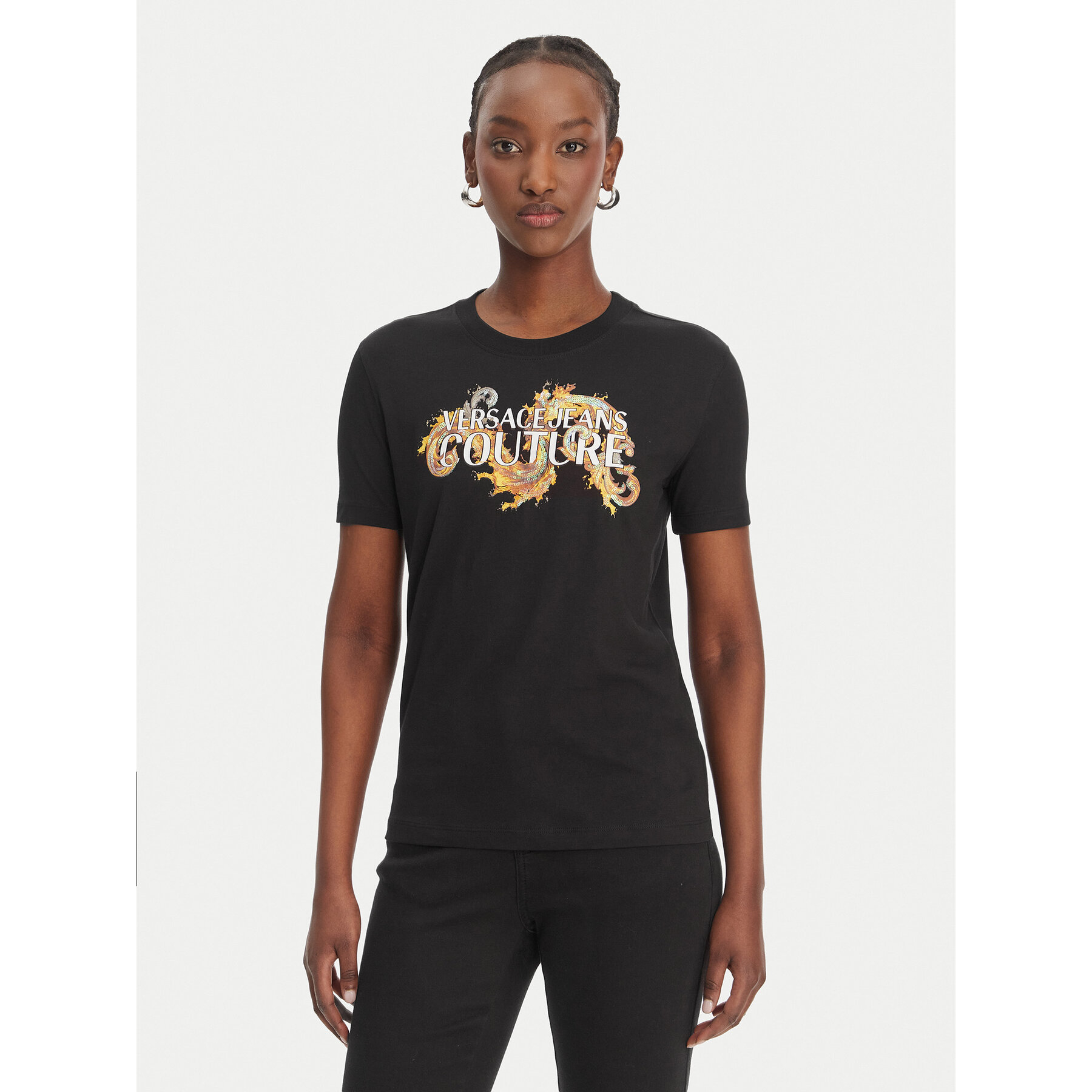 Versace Jeans Couture T-Shirt 80HAHE02 CJ00E Schwarz Regular Fit