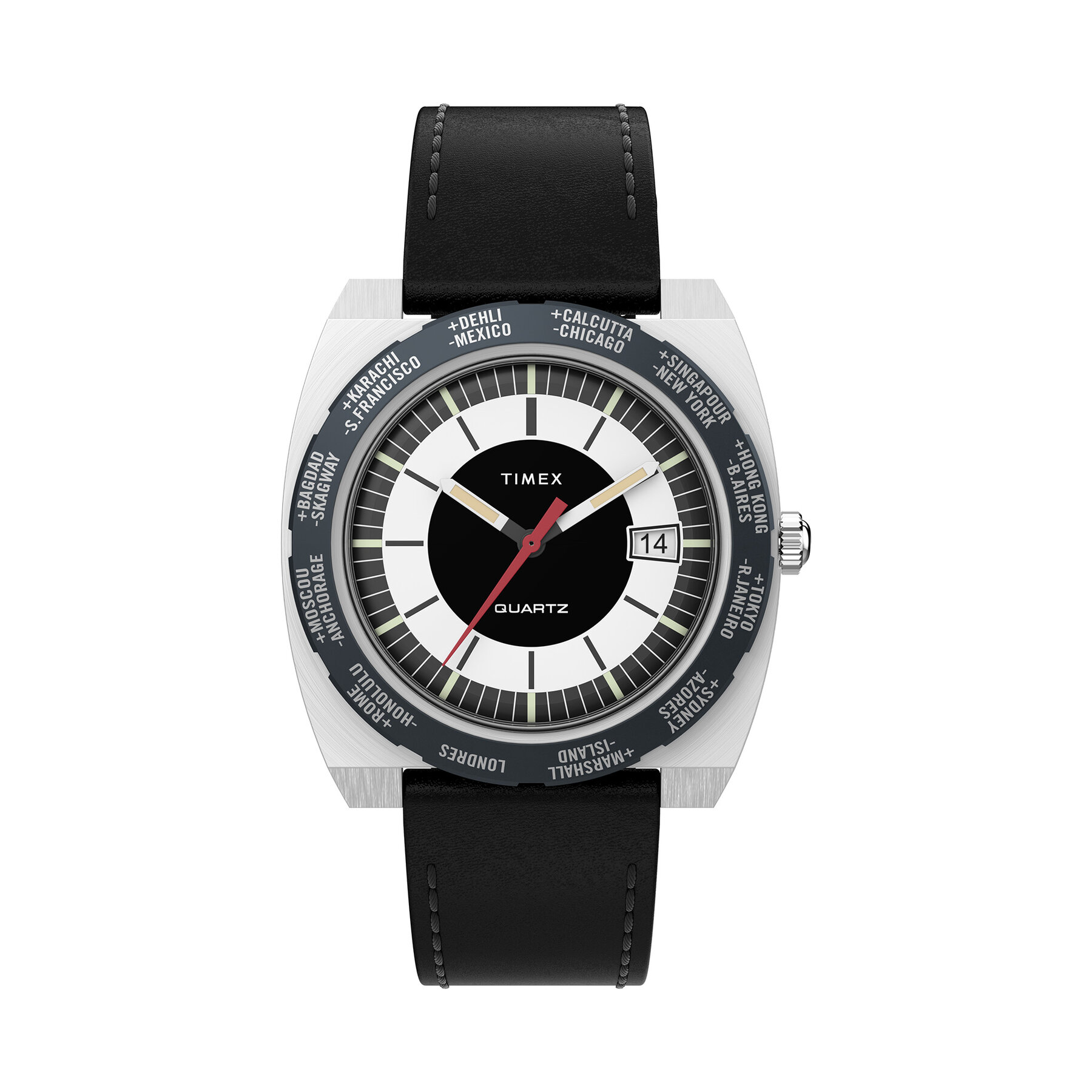 Timex Ρολόι Timex World Time 1972 Reissue TW2V69500 Μαύρο