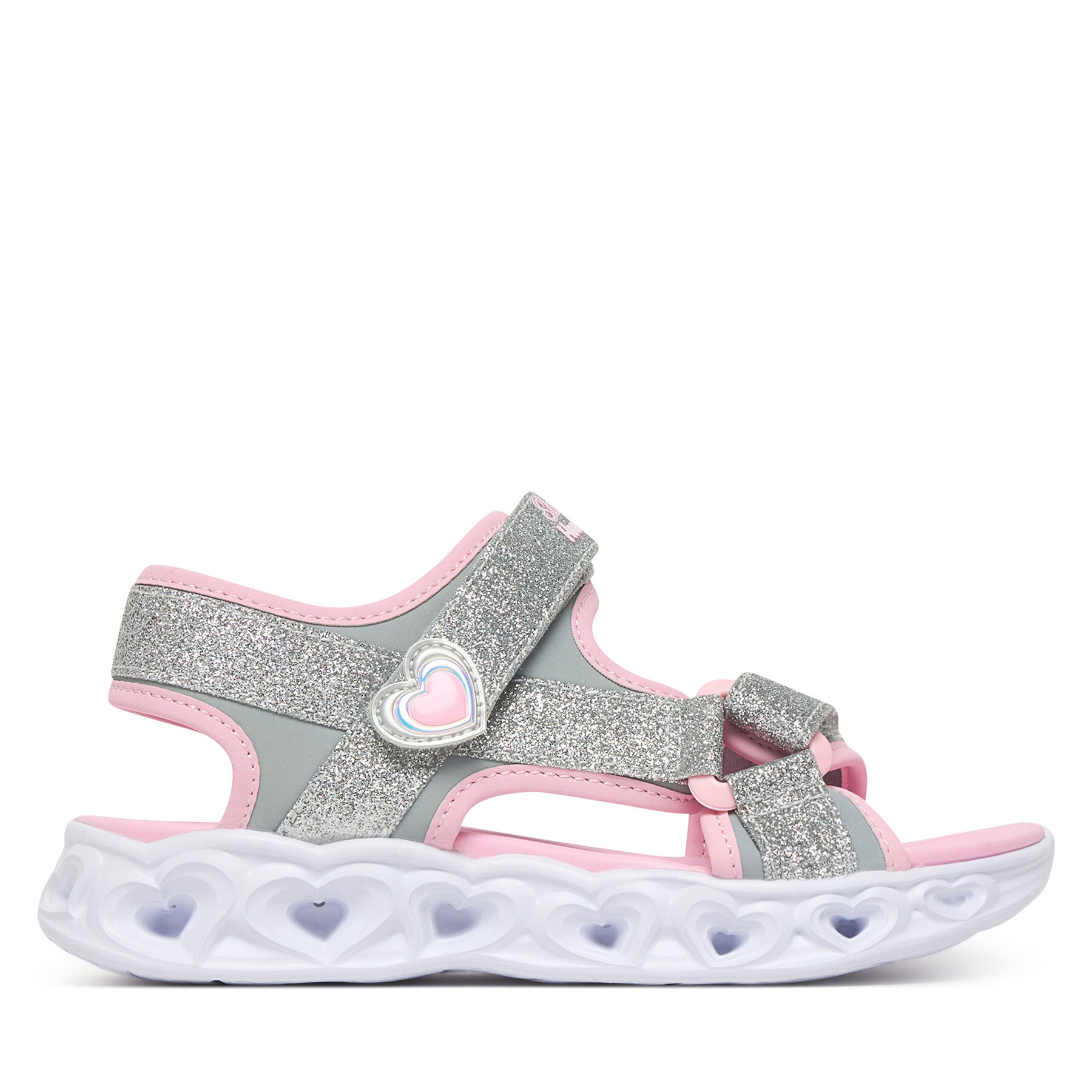 Sandale Skechers S-Lights: Heart Lights Sandal - Sugar Sparks 303114L/SLPK Srebrna