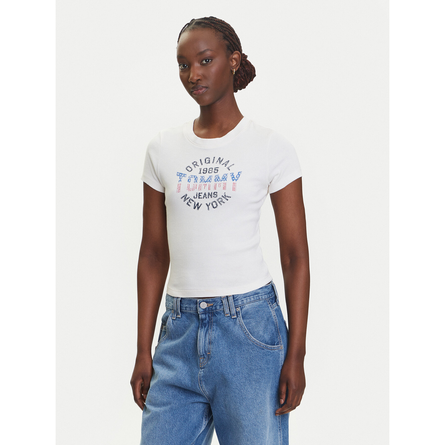 Tommy Jeans T-Shirt DW0DW21421 Εκρού Slim Fit