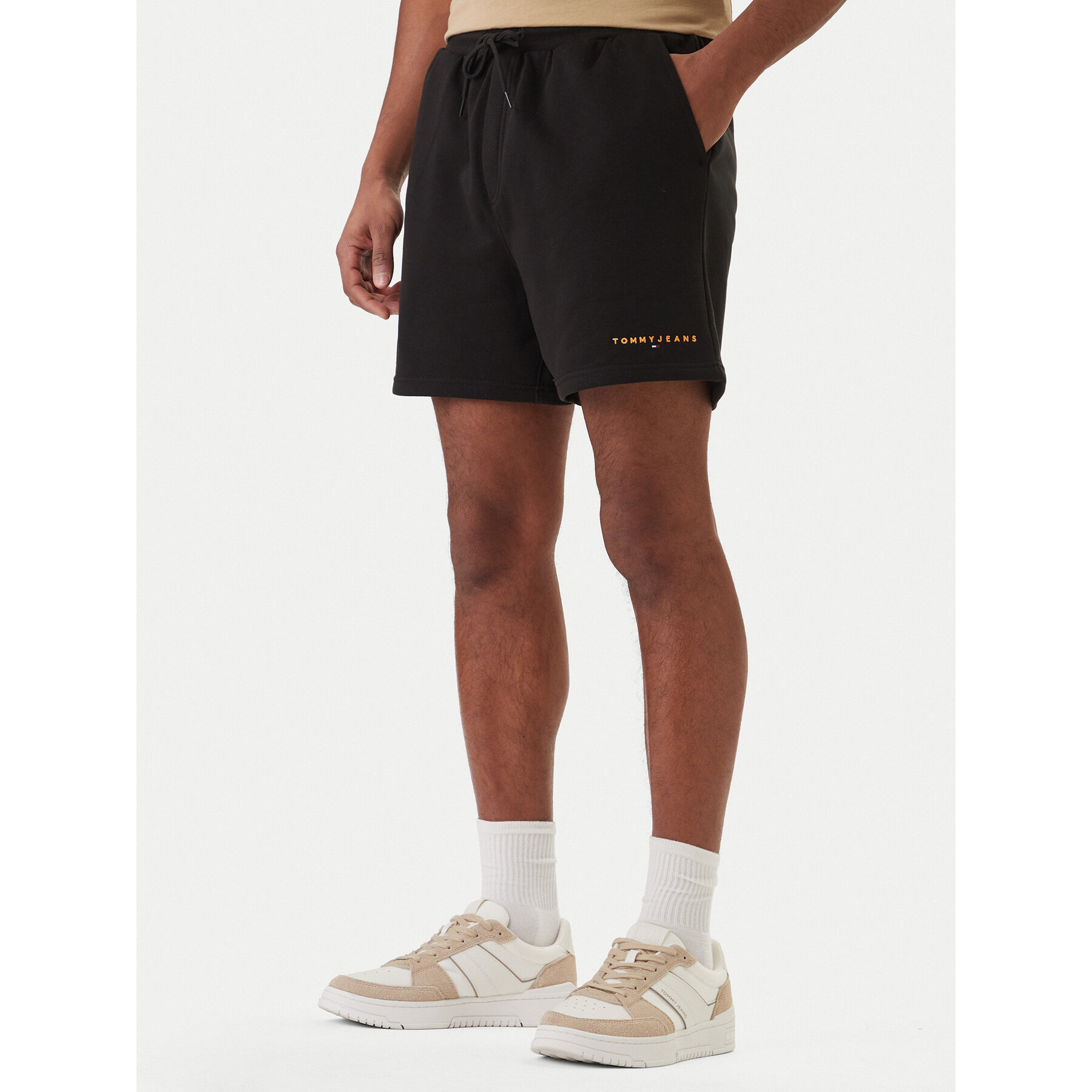 Tommy Jeans Sportshorts Contrast Linear DM0DM22697 Schwarz Regular Fit