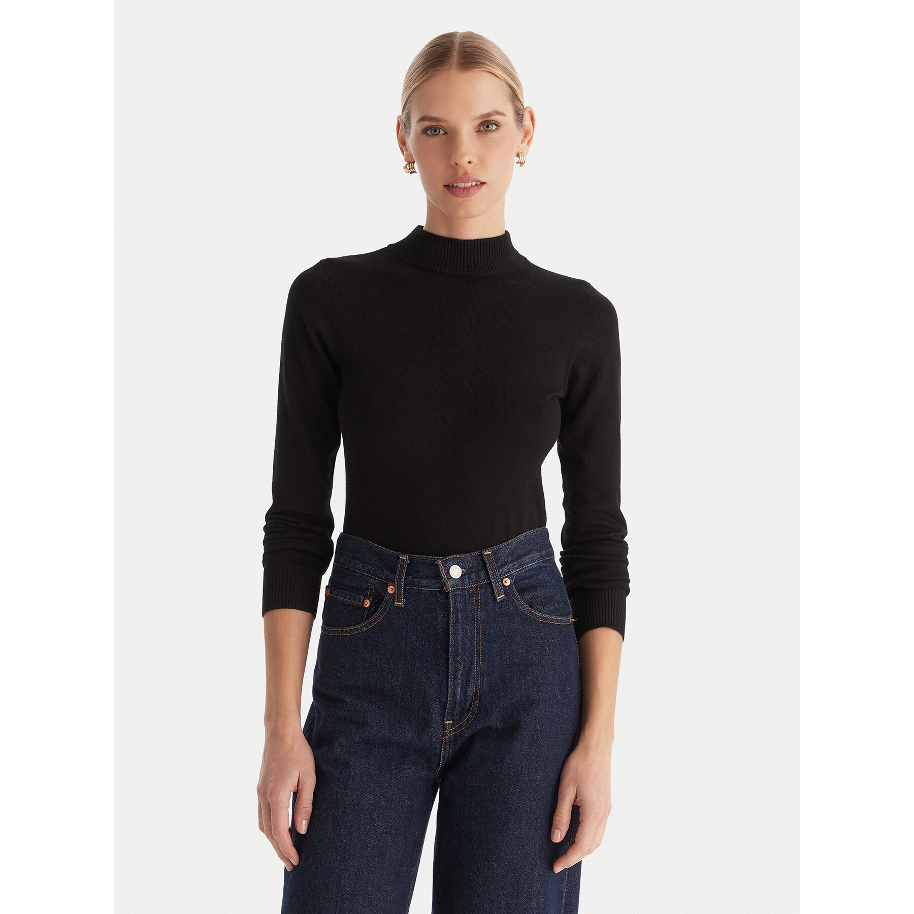 ACCESS FASHION Rollkragenpullover 54-8074 Schwarz Slim Fit