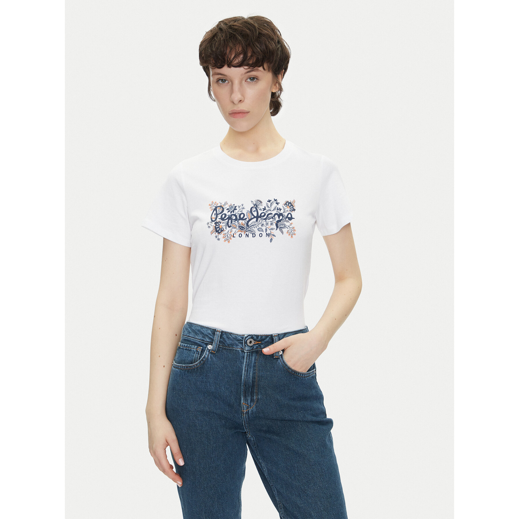 Pepe Jeans Póló Rosalind PL506034 Fehér Regular Fit