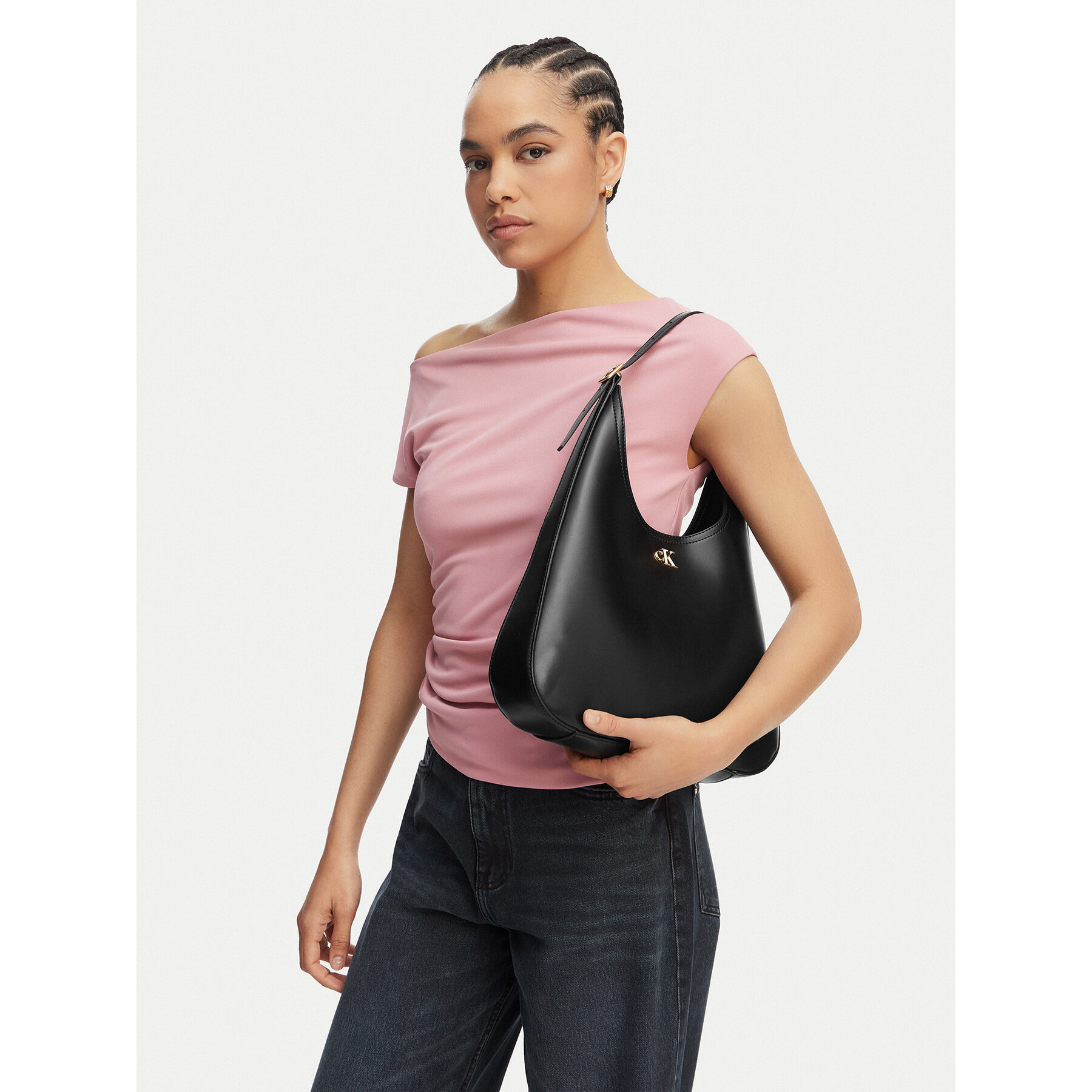 Geantă Calvin Klein Ck Medium Shoulder Bag LV04F3522G Negru