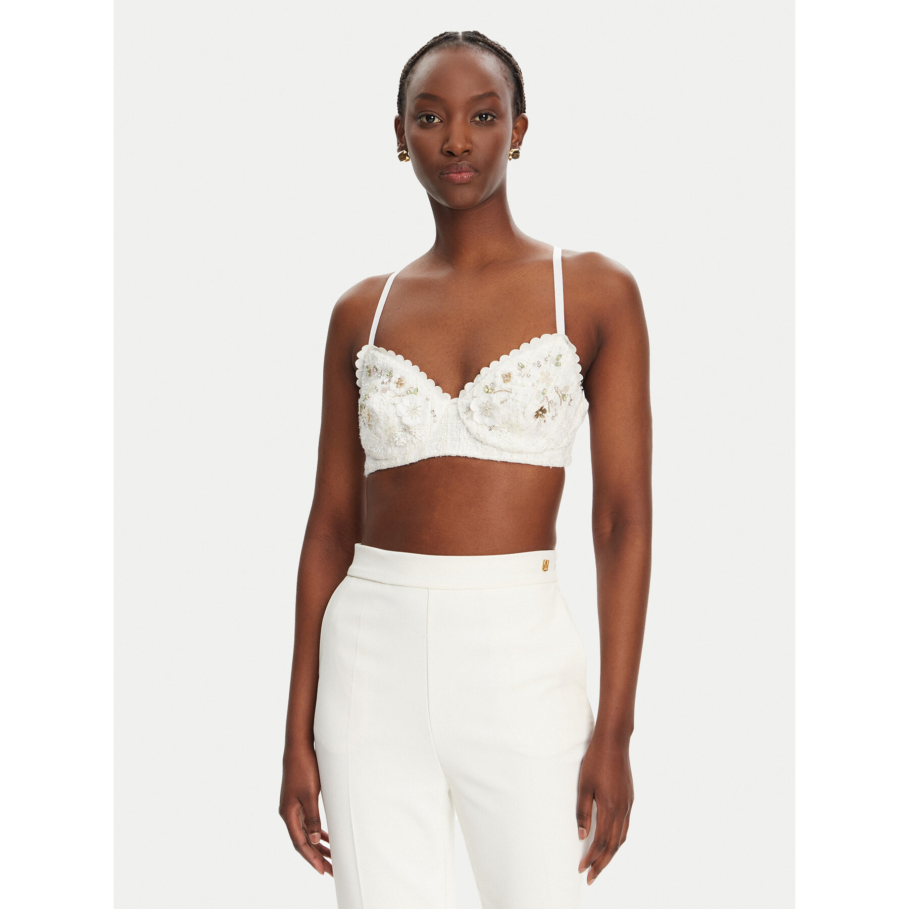 Elisabetta Franchi Σουτιέν Bralette RG00252E2 360 Λευκό Slim Fit