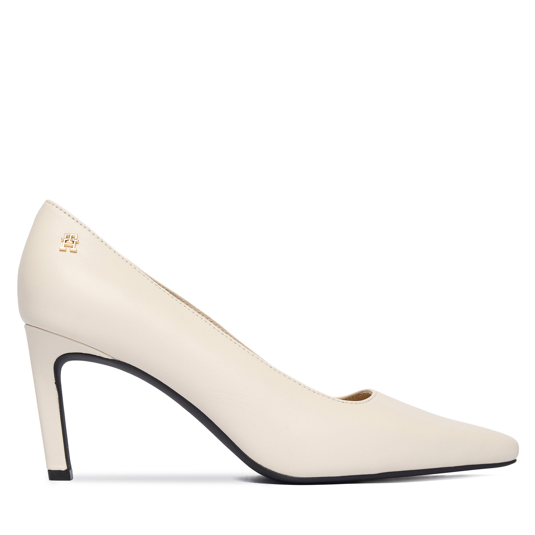 Γοβάκια Tommy Hilfiger Th Logo Lth Pump Slanted Hl FW0FW09008 Εκρού