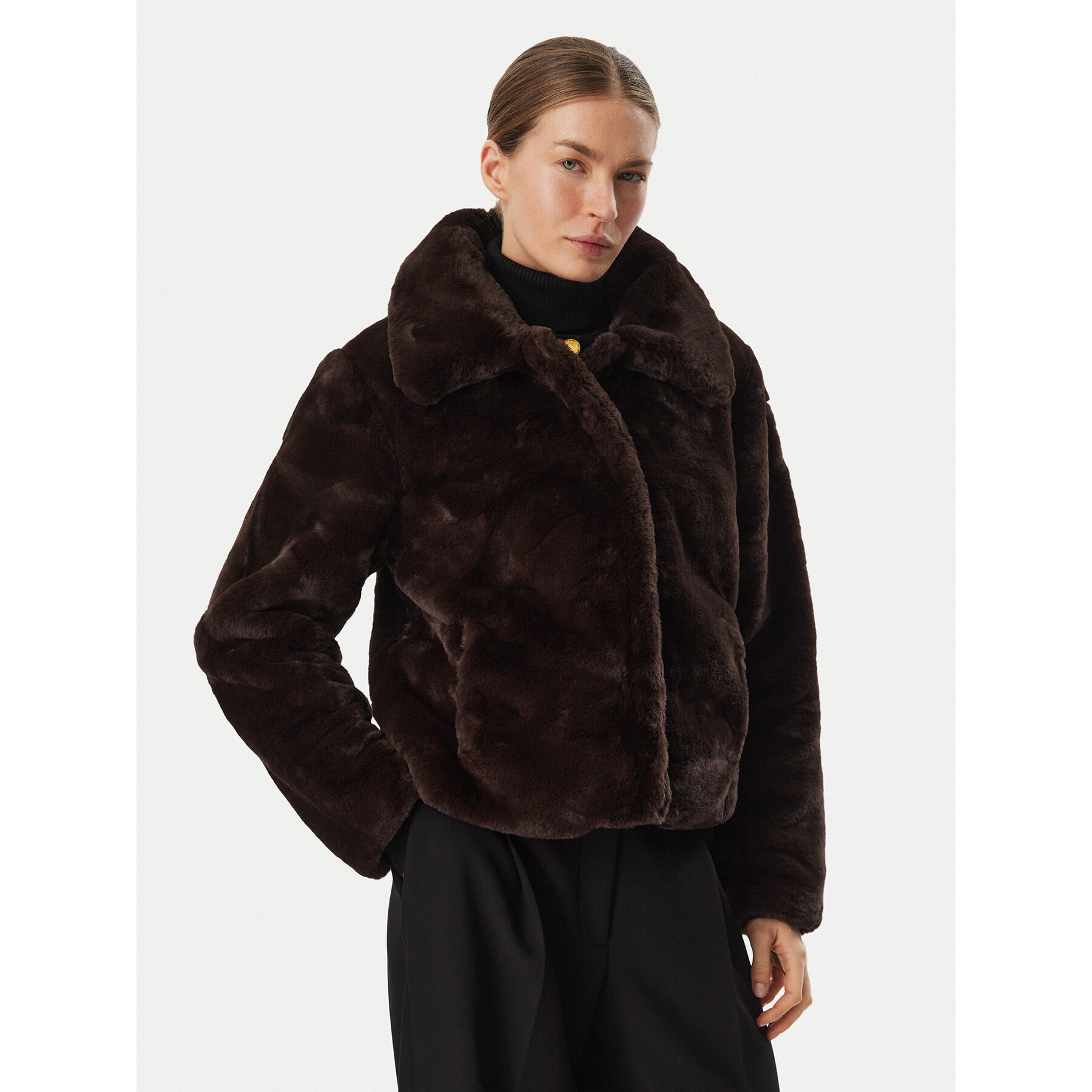 Morgan Pelzmantel 262-GDOLCE Dunkelbraun Regular Fit