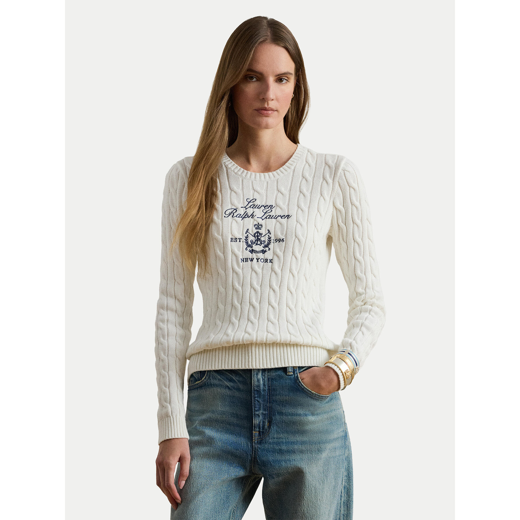 LAUREN RALPH LAUREN Pullover 200P03508003 Weiß Slim Fit