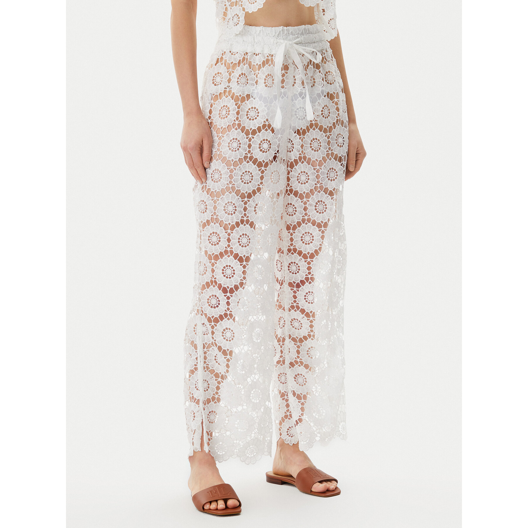 Seafolly Stoffhose Secret Garden 55418-PA Weiß Regular Fit