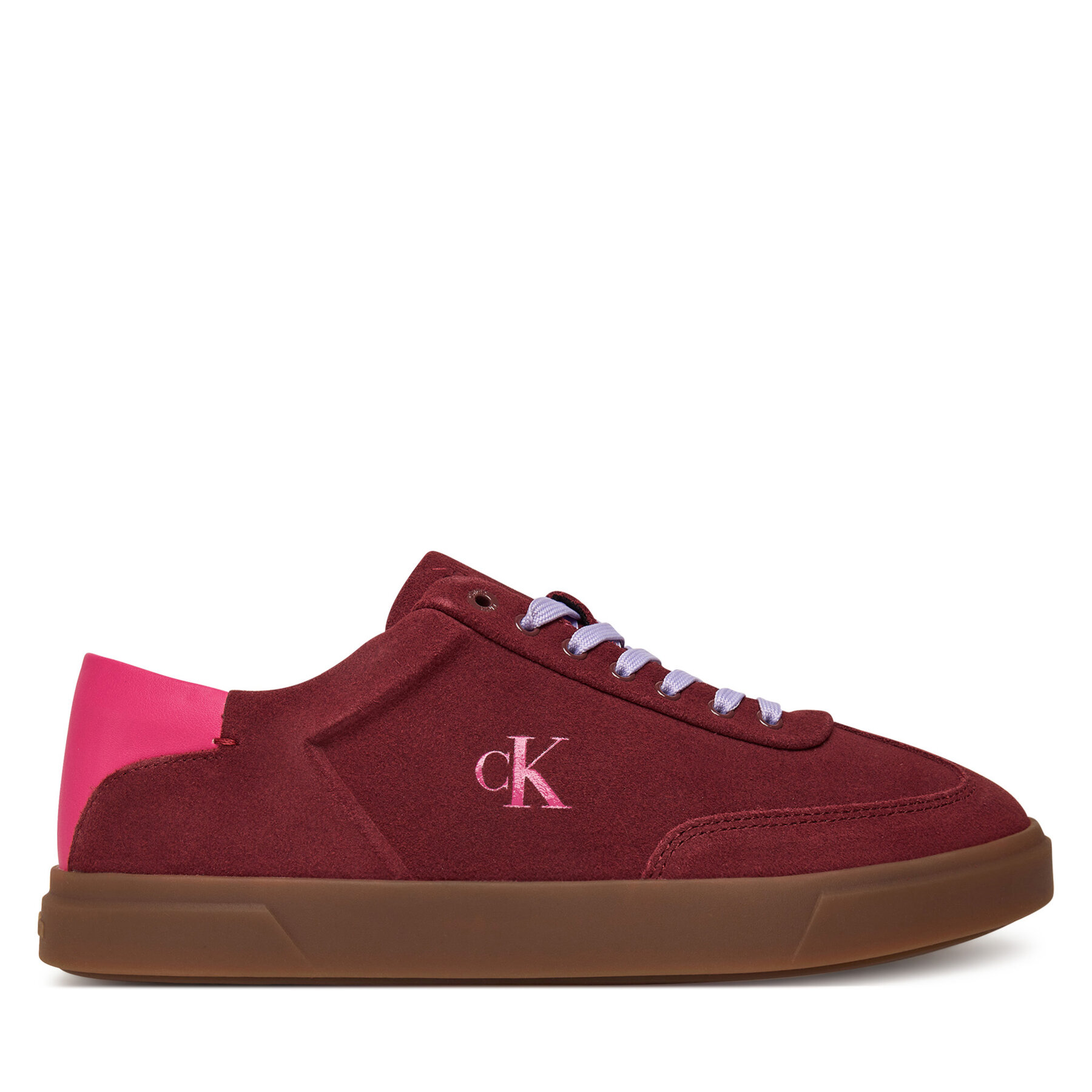 Sneakersy Calvin Klein Low Pro Cups Lace Up Sue Mix Mg HW0HW02683 Bordová