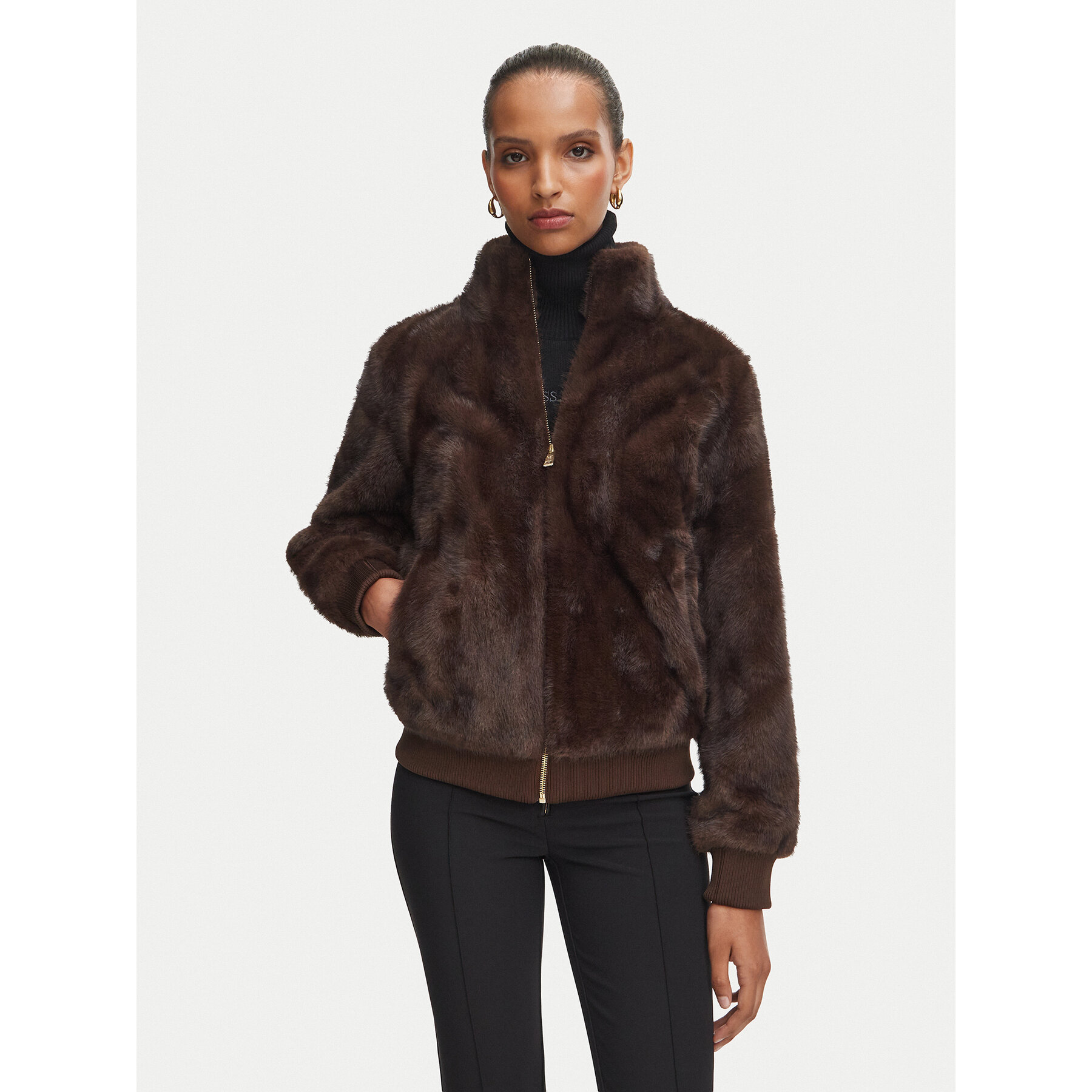 Rinascimento Pelzmantel CFC0128524003 Dunkelbraun Regular Fit