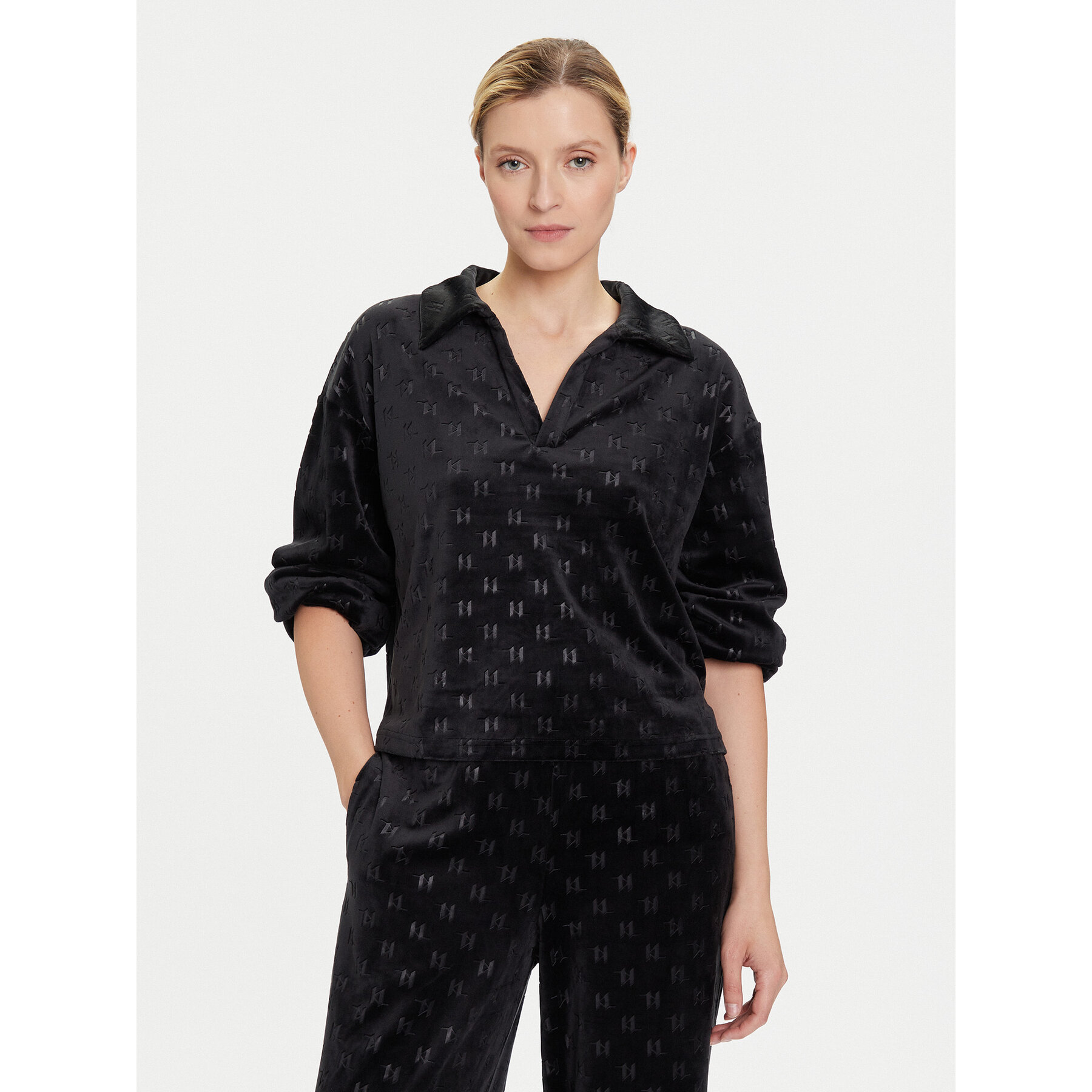 KARL LAGERFELD Bluse A4W44007 Schwarz Regular Fit