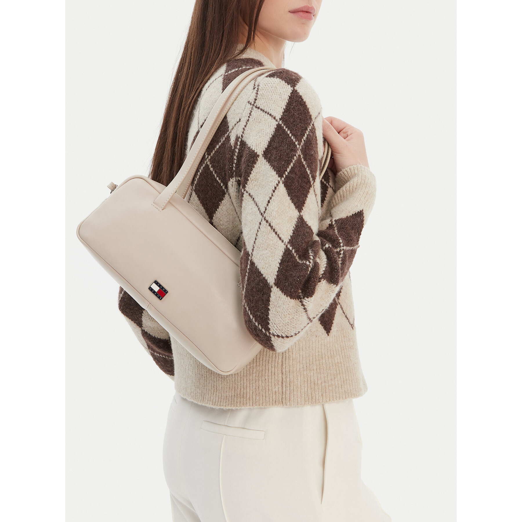 Τσάντα Tommy Jeans Tjw City Shoulder Bag AW0AW18075 Κρεμ