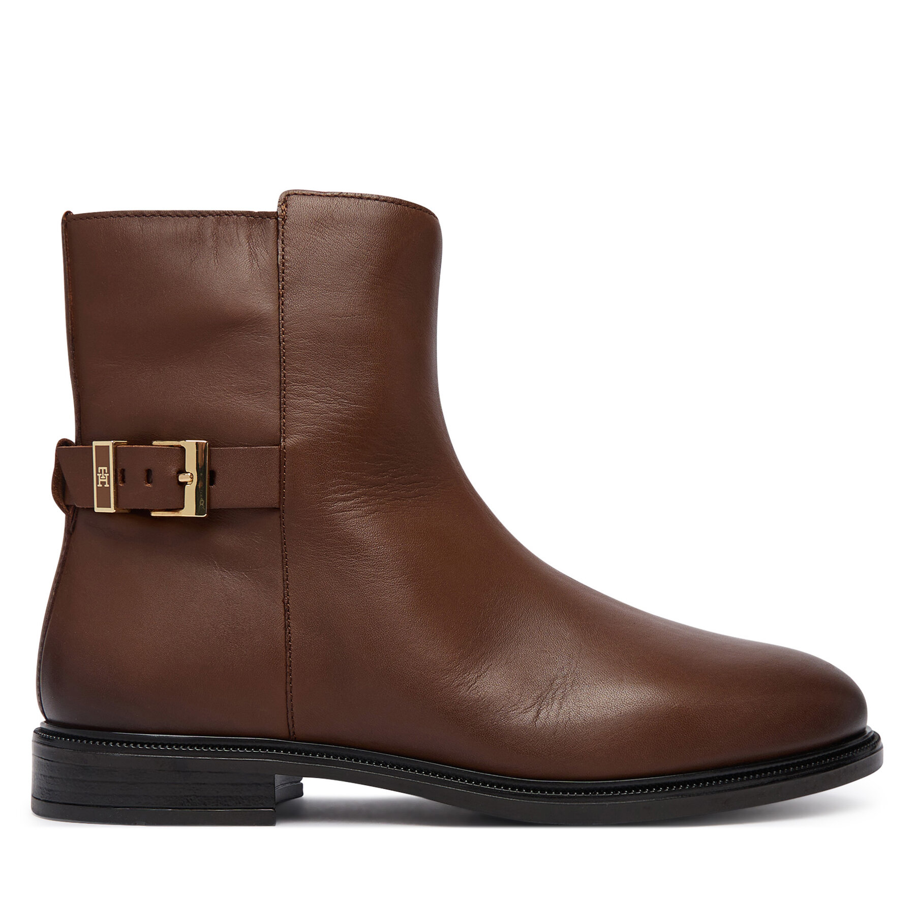 Боти Tommy Hilfiger Th Buckle Leather Ankle Boot FW0FW09486 Кафяв