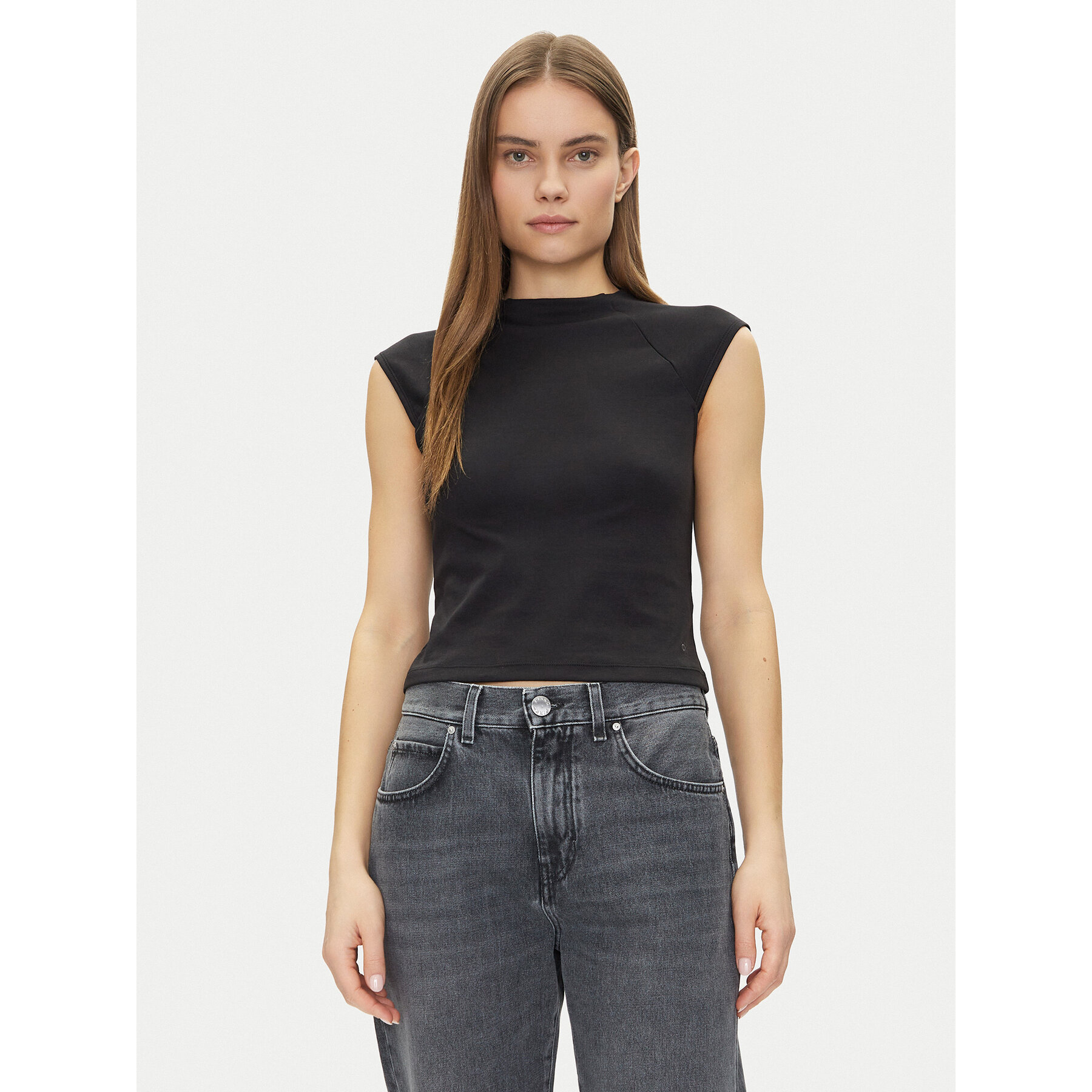 Calvin Klein Bluse Liquid Touch Top K20K208422 Schwarz Slim Fit