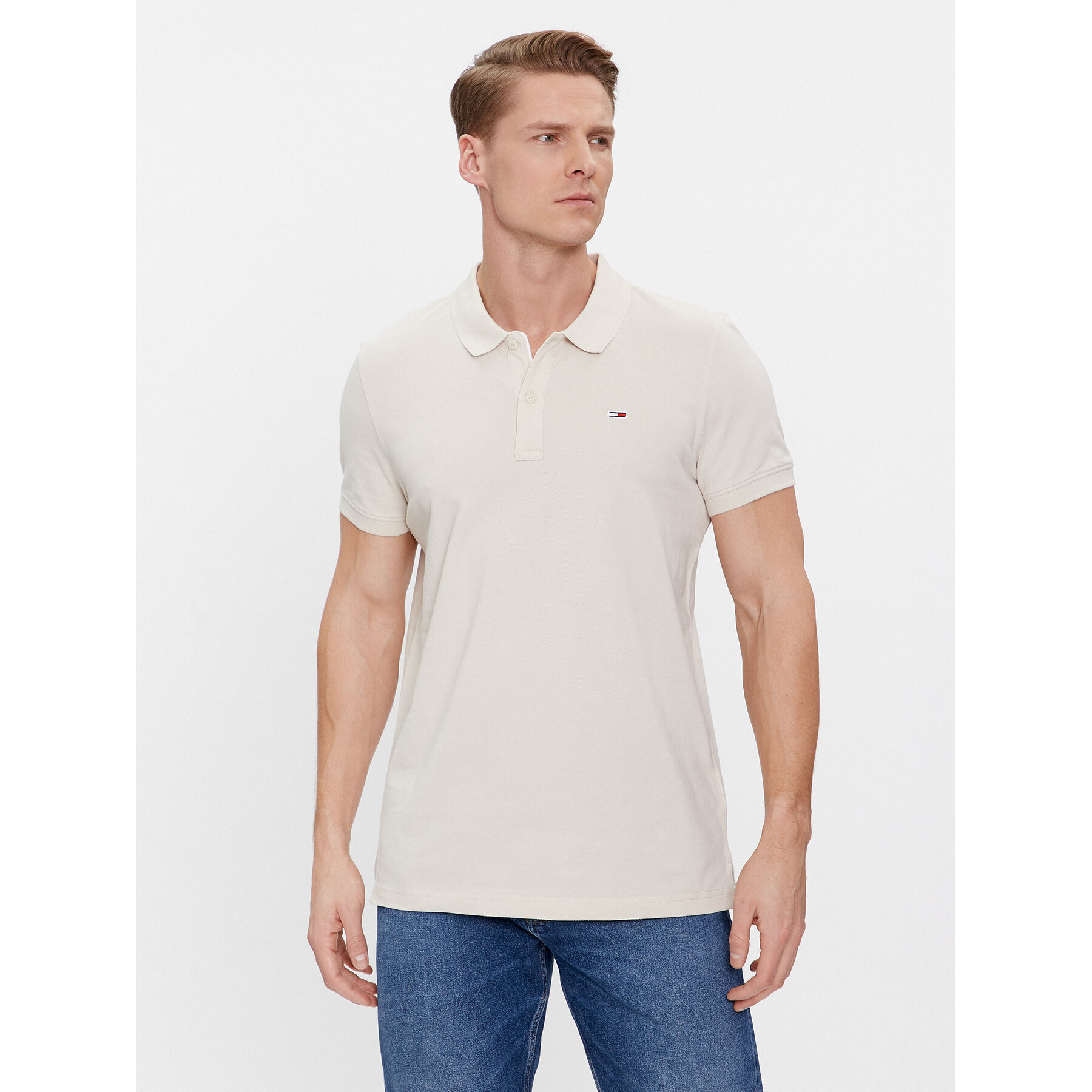 Tommy Jeans Polo DM0DM18312 Μπεζ Slim Fit