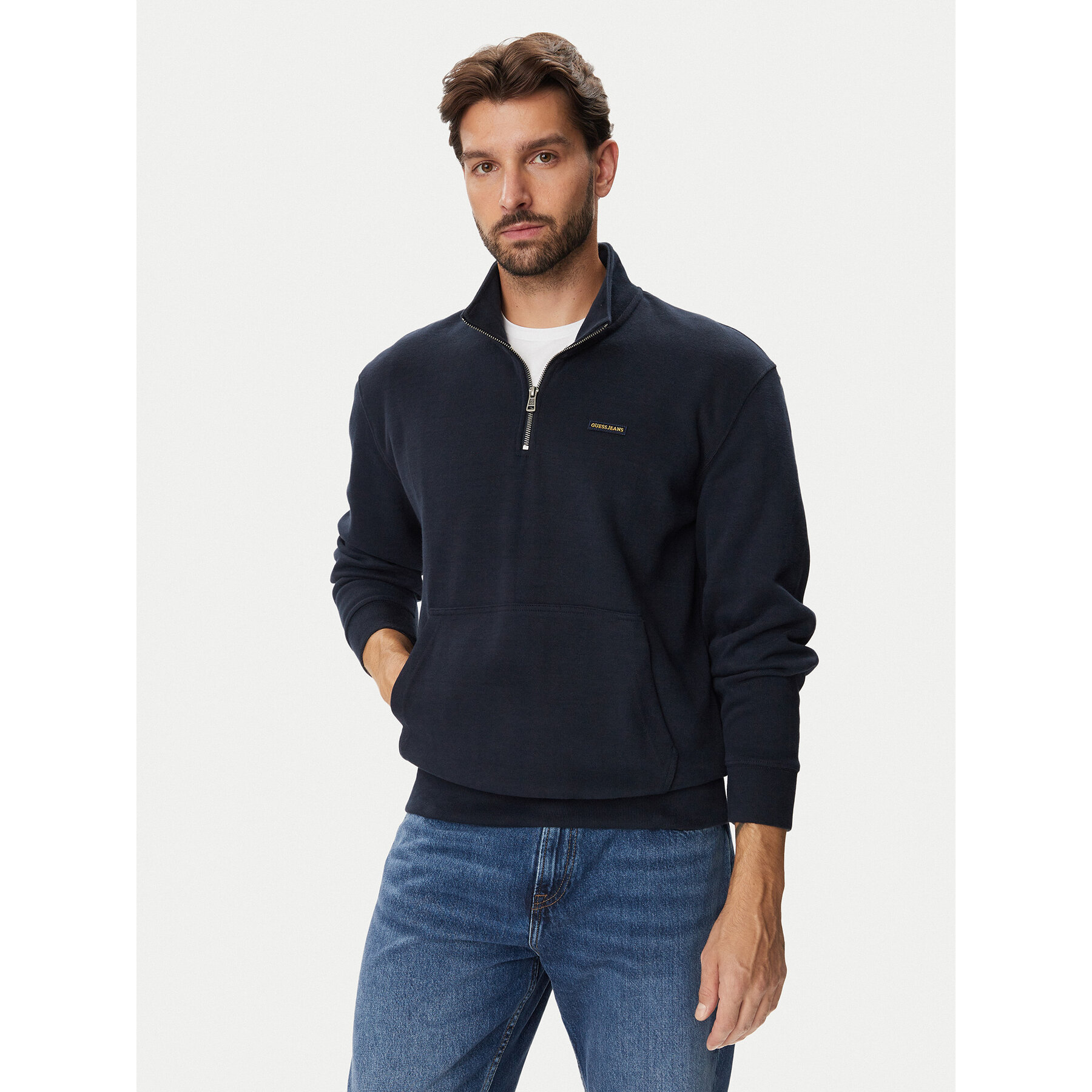 Guess Jeans Sweatshirt M6BQ04 K5405 Dunkelblau Regular Fit