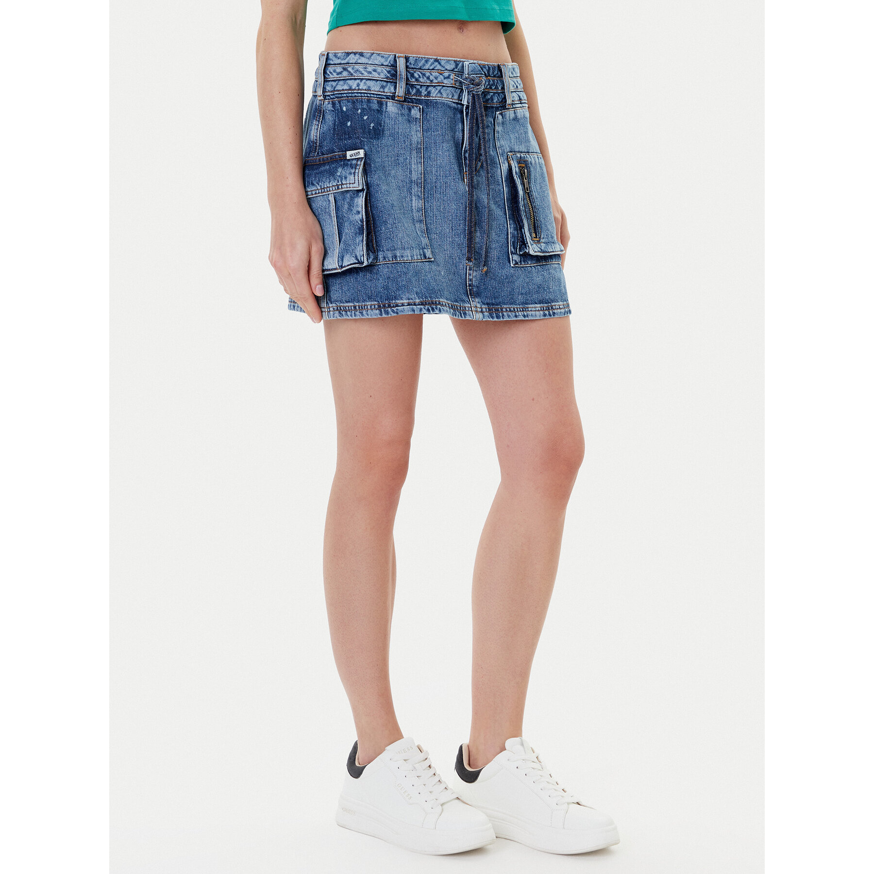 Guess Jeansrock W5YD0L D5R01 Blau Regular Fit