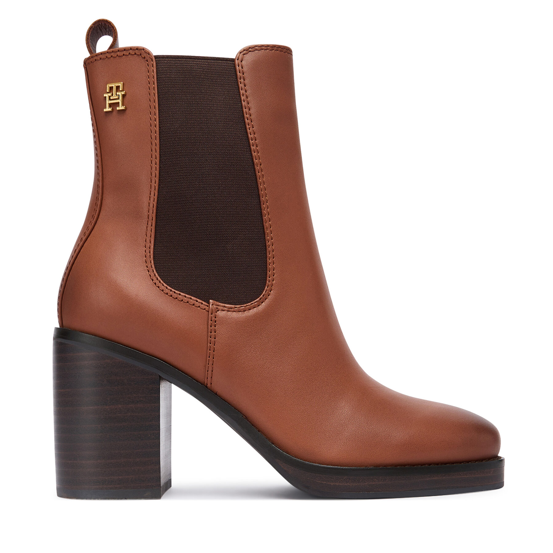 Botine Tommy Hilfiger Square Toe Chelsea High Block Hl FW0FW08844 Maro